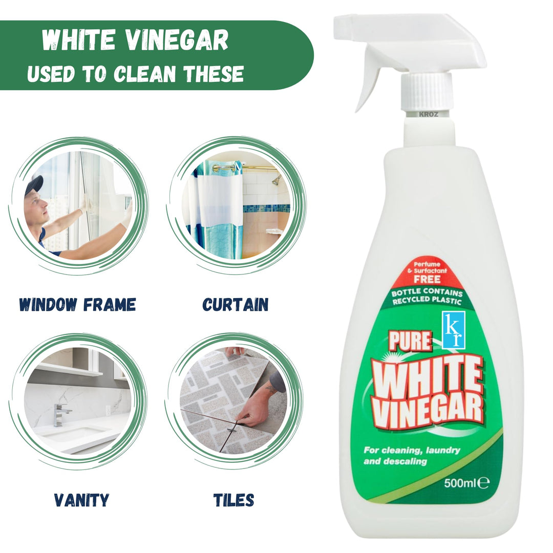 KROZ - 500ml White Vinegar Cleaning Spray with Lemon Scent