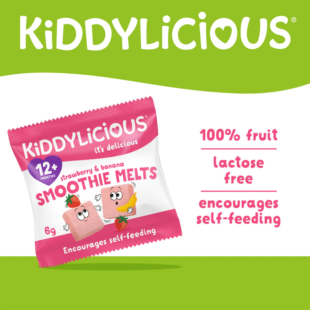 Kiddylicious Strawberry and Banana Smoothie Melts - 16 x 6g Fruit Snacks