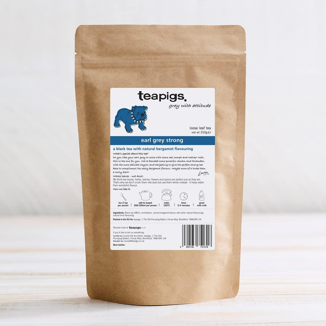 Teapigs Earl Grey Strong Loose Leaf Tea - Whole Leaf Black Tea with Bergamot & Cornflowers