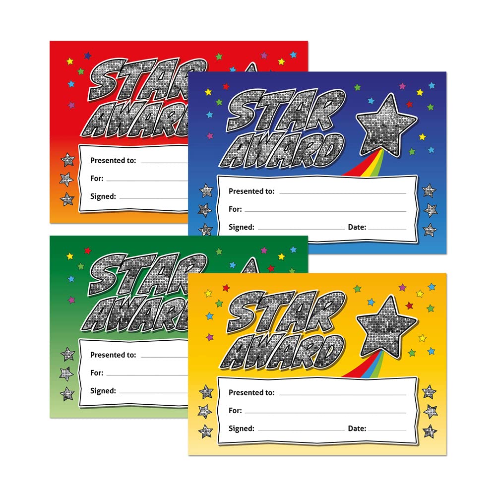 SuperStickers Star Award Certificates - Sparkly Holographic Rewards | 20 Pack | A5 Size 2