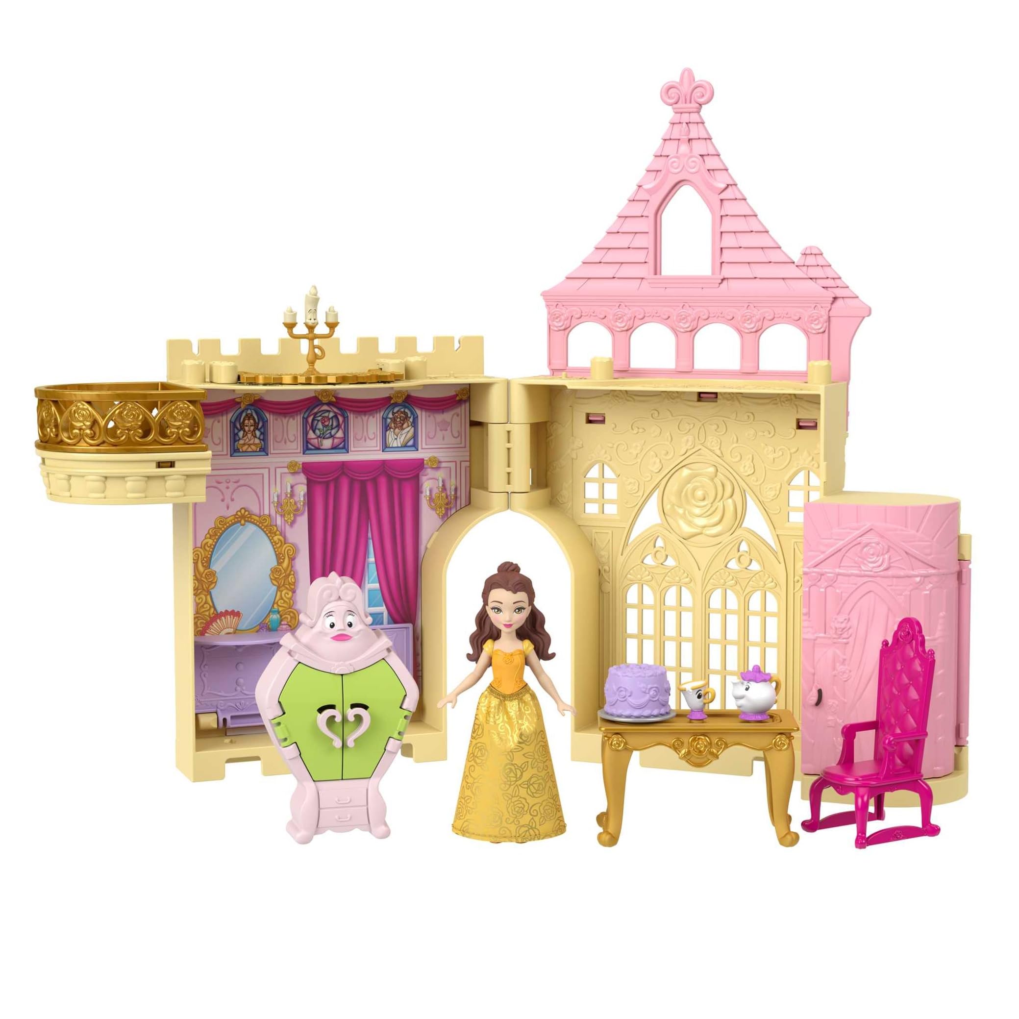 Mattel Disney Princess Storytime Stackers Belle's Castle Playset - 15-Piece Stackable Doll House for Kids 3 Years & Up