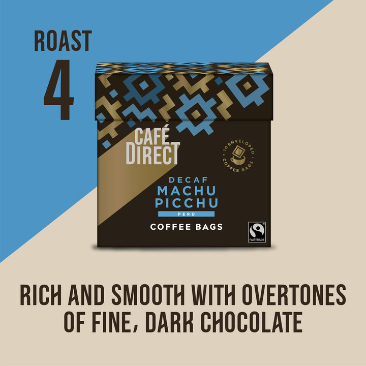Cafédirect Machu Picchu Decaf Fairtrade Arabica Coffee Bags 10 x 7g
