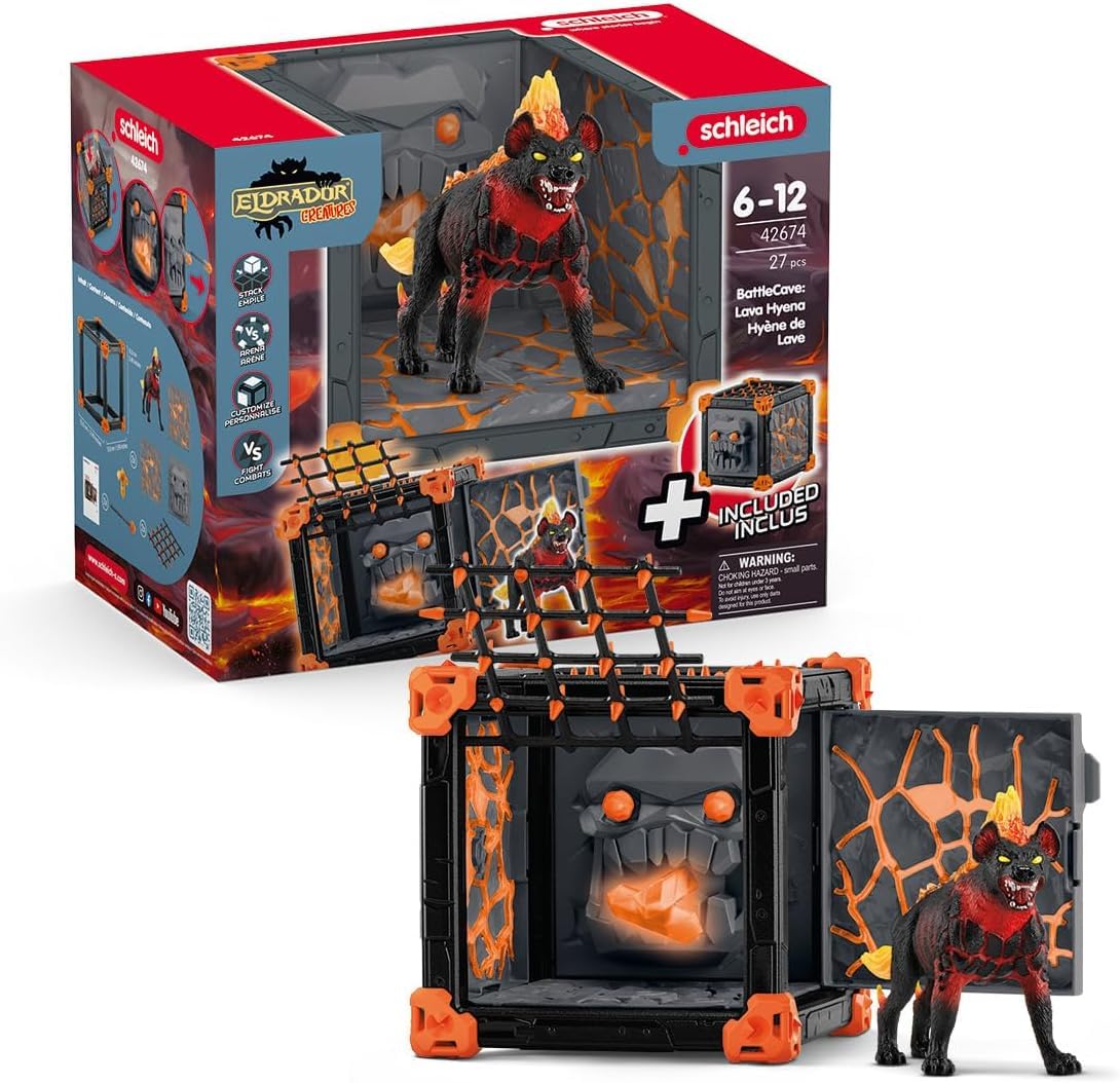 Schleich BattleCave Lava Hyena Playset - Action Figure & Building Set for Ages 7+