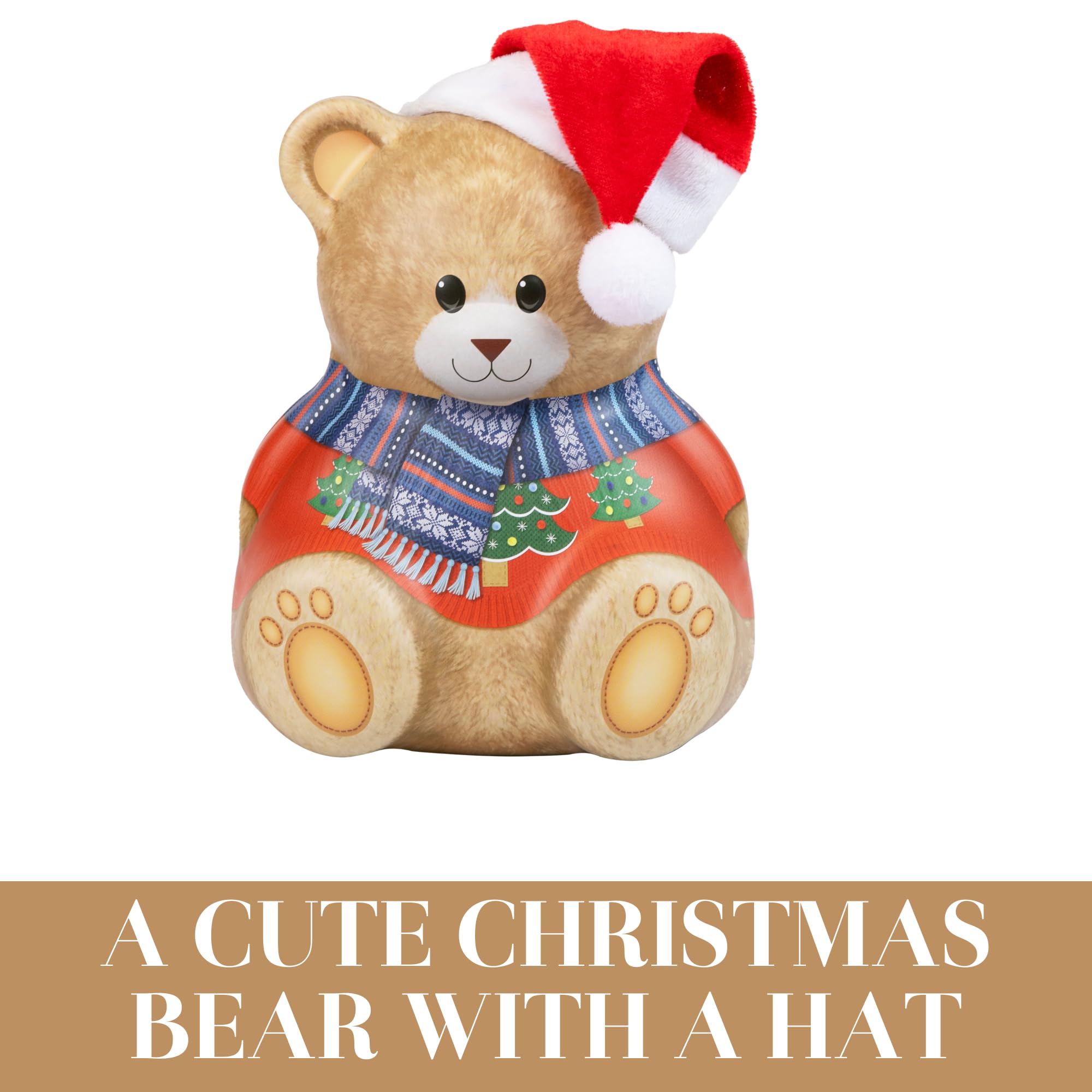 The Silver Crane Co. - Christmas Bear with Hat Gift Set Biscuit Tin 9