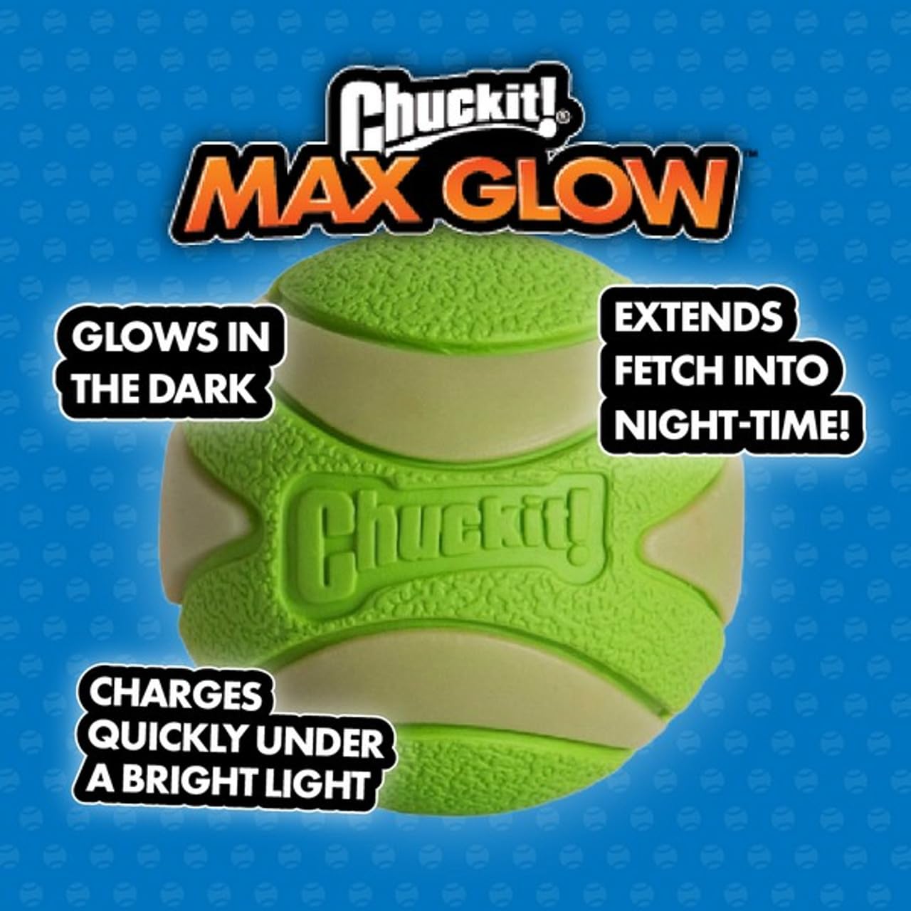 Chuckit! Max Glow Balls - Small Size Natural Rubber Fetch Toy | Water Resistant | Portable 5