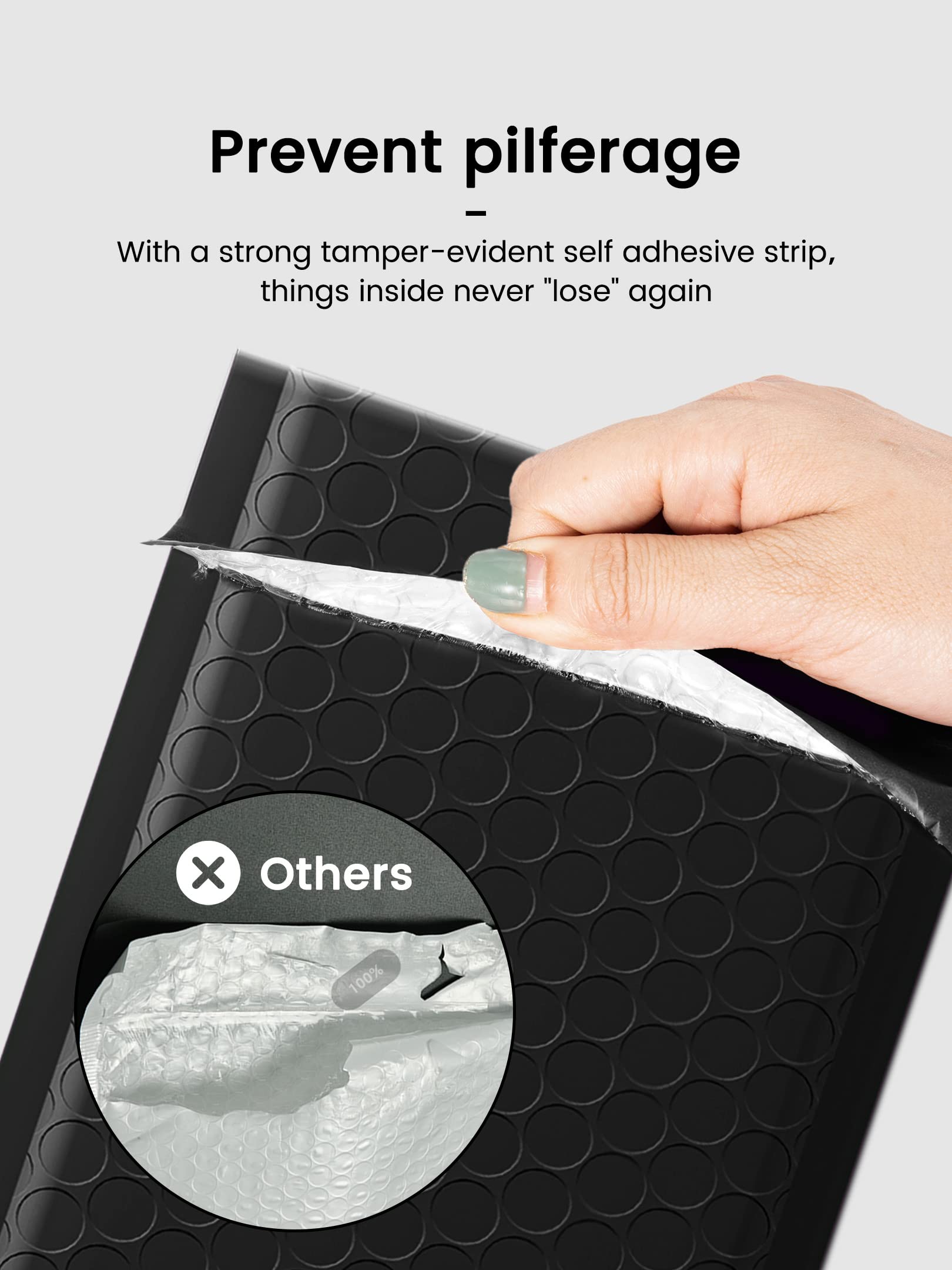 GSSUSA Black Poly Bubble Mailers 4x8 Padded Envelopes #000 Shipping Envelopes, 50 Pack 7