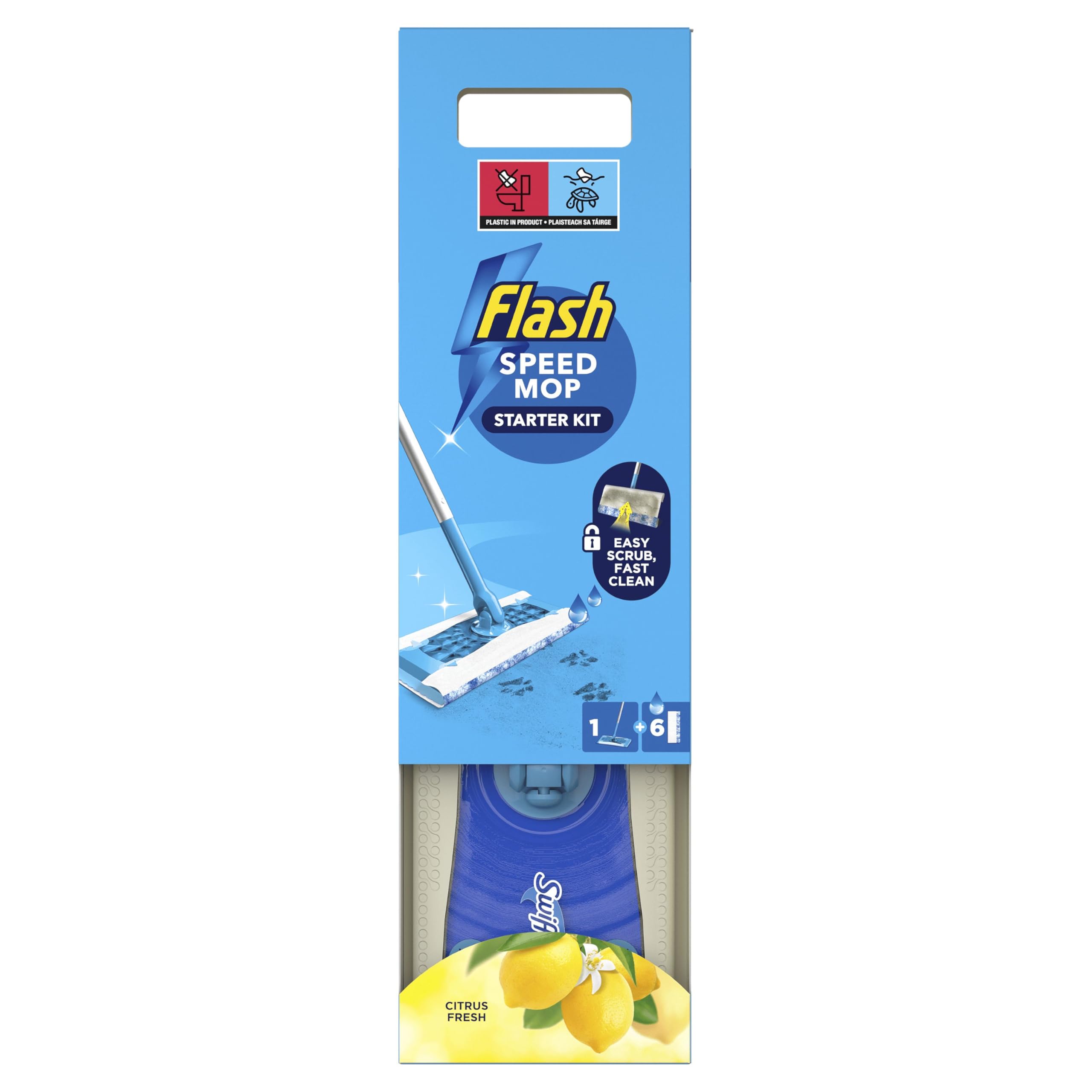 FLASH Speedmop Wet Mop Floor Cleaner Starter Kit with 6 Wet Refills | Citrus Scent 1