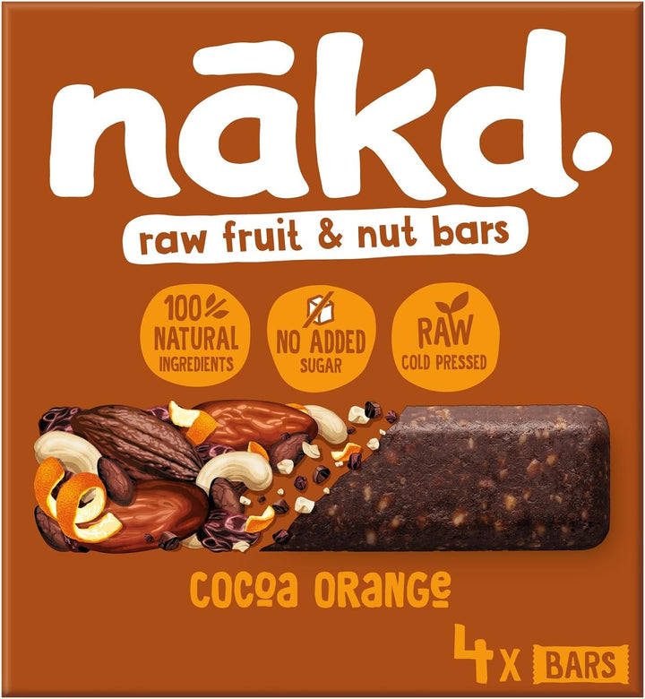 Nakd Cocoa Orange Natural Fruit & Nut Bars - Vegan, Gluten Free, No Added Sugar - 12 Pack