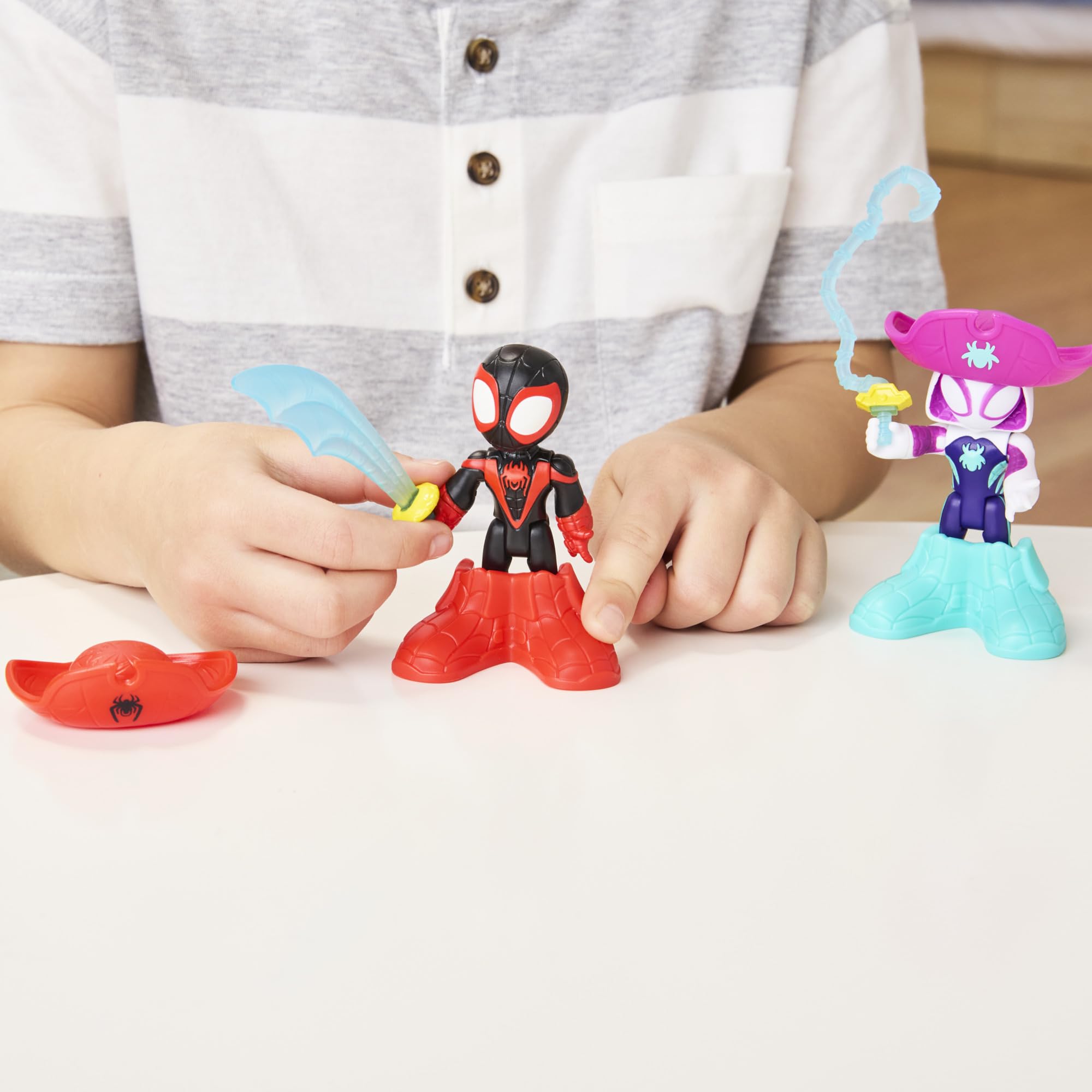 Spidey and his Amazing Friends Pirate Miles 'Spin' Morales & Pirate Ghost-Spider Action Figure Set - 3 Inch Marvel Water-Webs Collection 3