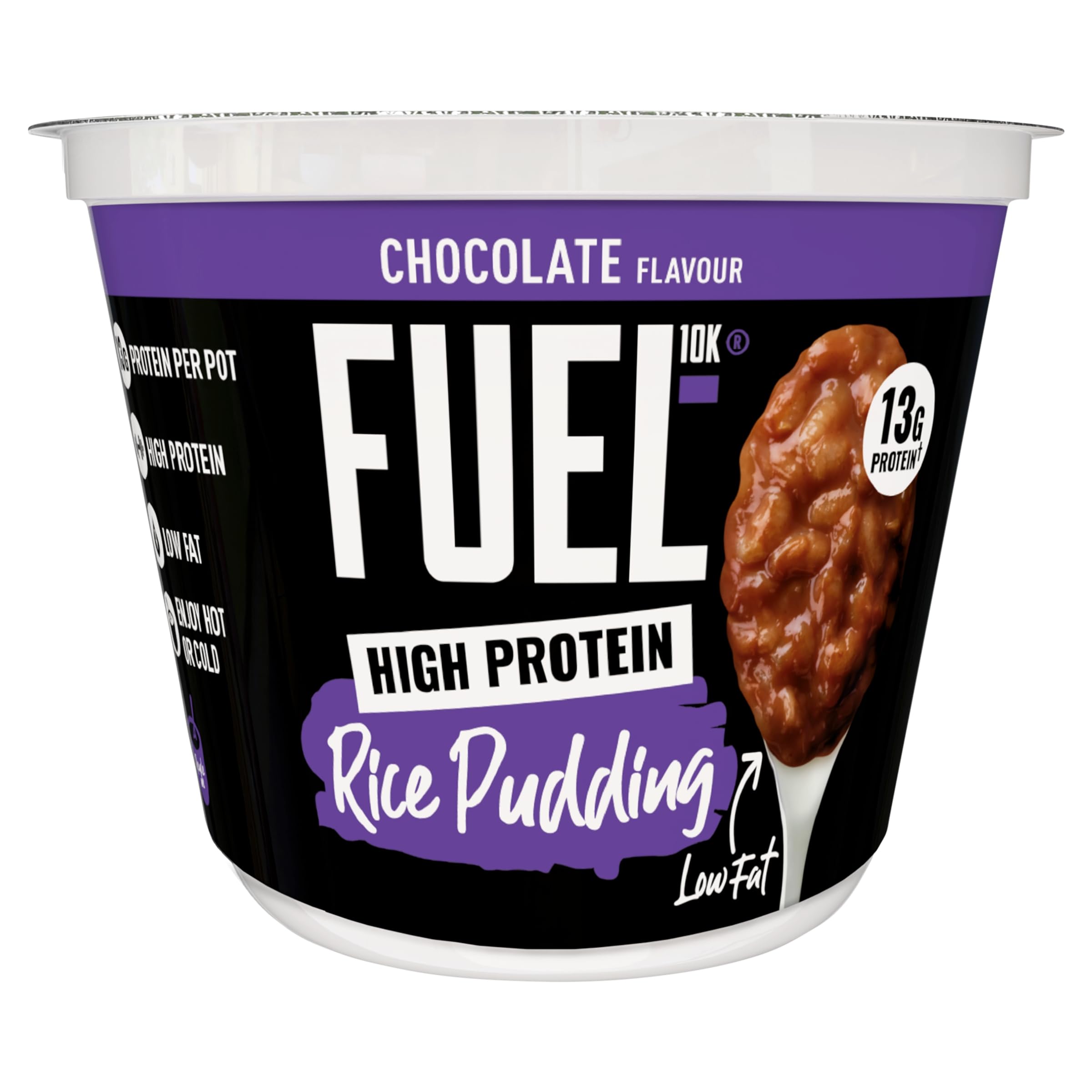 FUEL10K Chocolate High Protein Rice Pudding - 210g Pots, Pack of 6 2