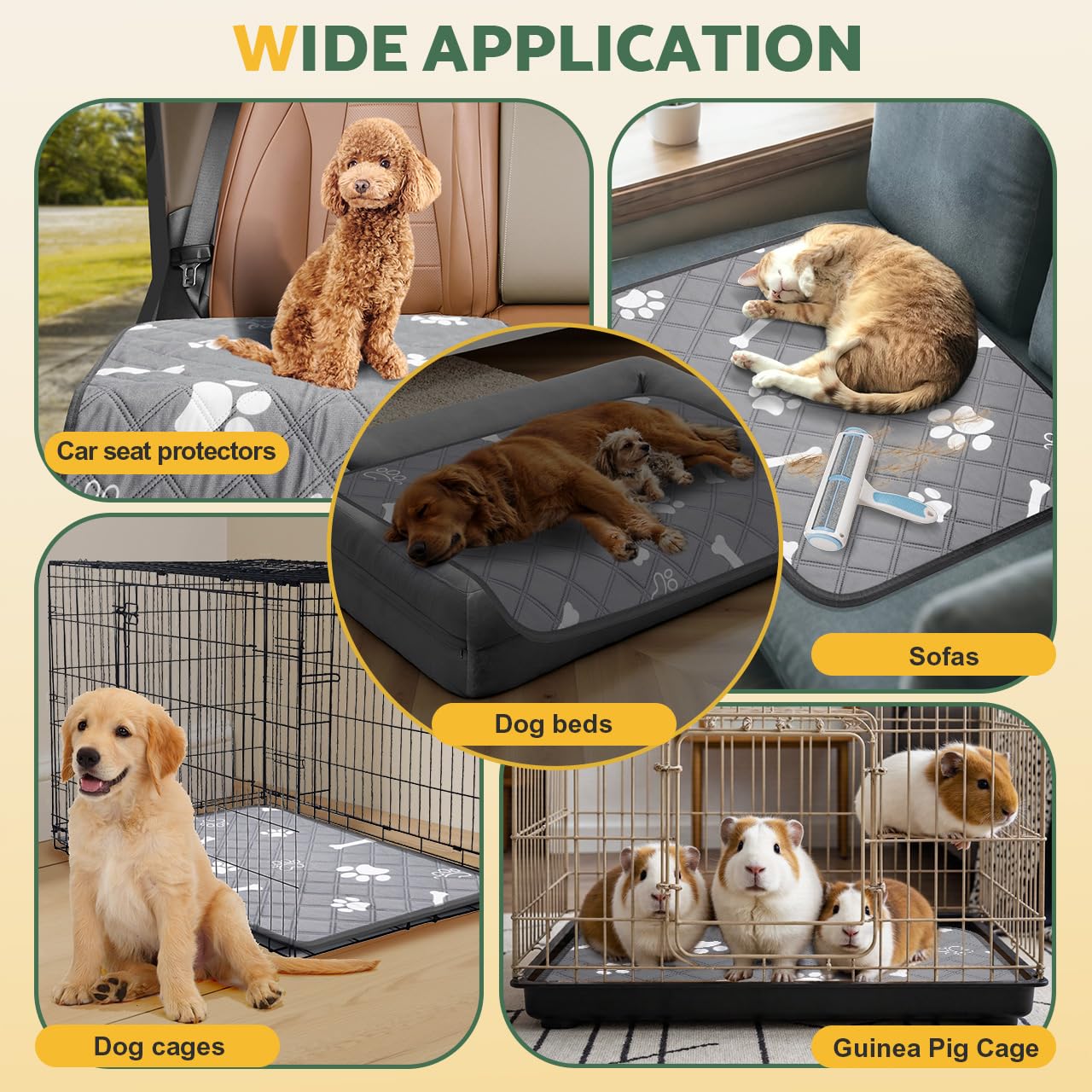 Gimars Reusable Dog Training Pads - 2 Pack Washable, 120x90cm, 4-Layer Absorbent | Grey 7