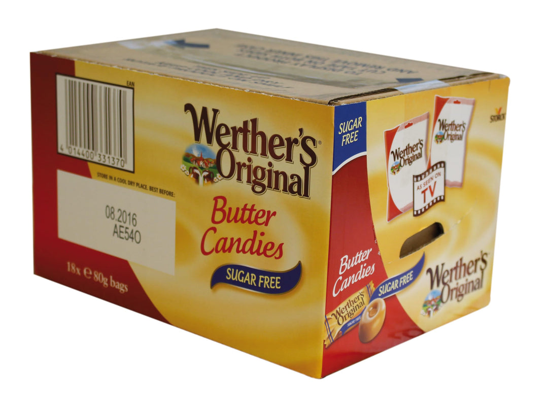 Werther's Original - Sugar-Free Butter Candies Classic Caramel Flavour, Gluten-Free & Vegetarian, 80 g (Pack of 18)