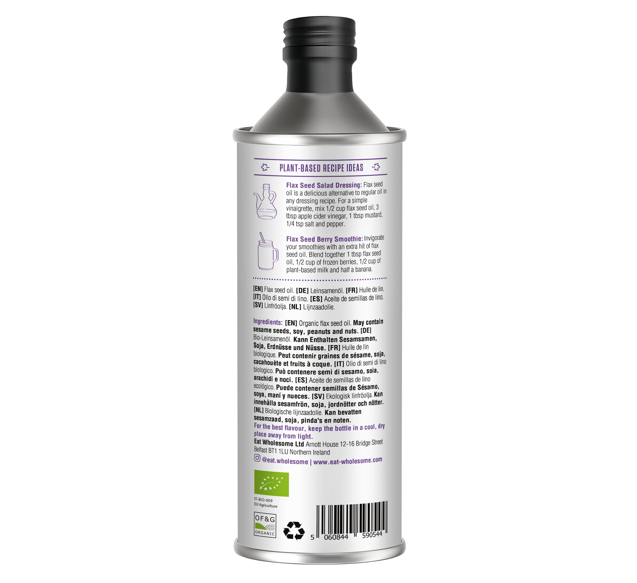 Eat Wholesome Organic Flax Seed Oil - Cold Pressed Unrefined | 500ml | Source of Omega-3 3