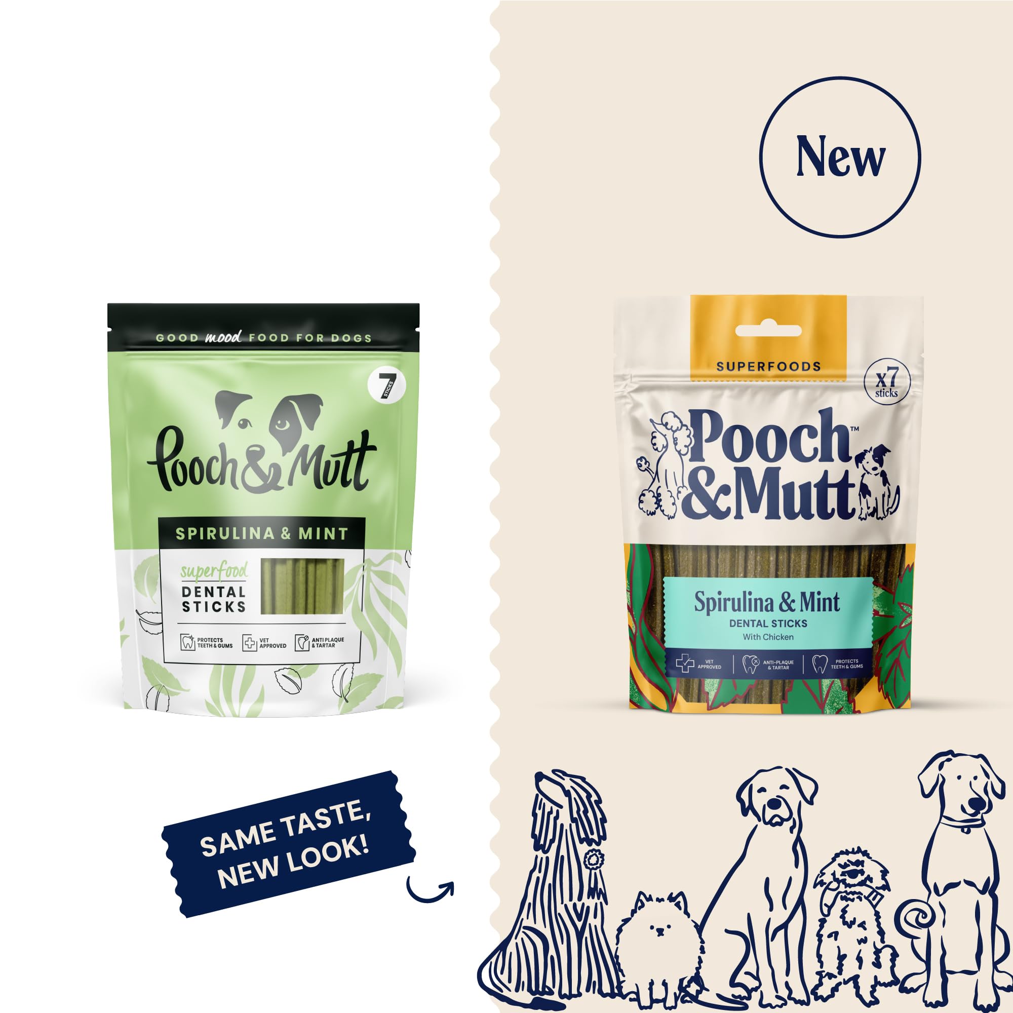 Pooch & Mutt Superfood Dental Sticks - Spirulina & Mint Flavor, 7 Sticks 2