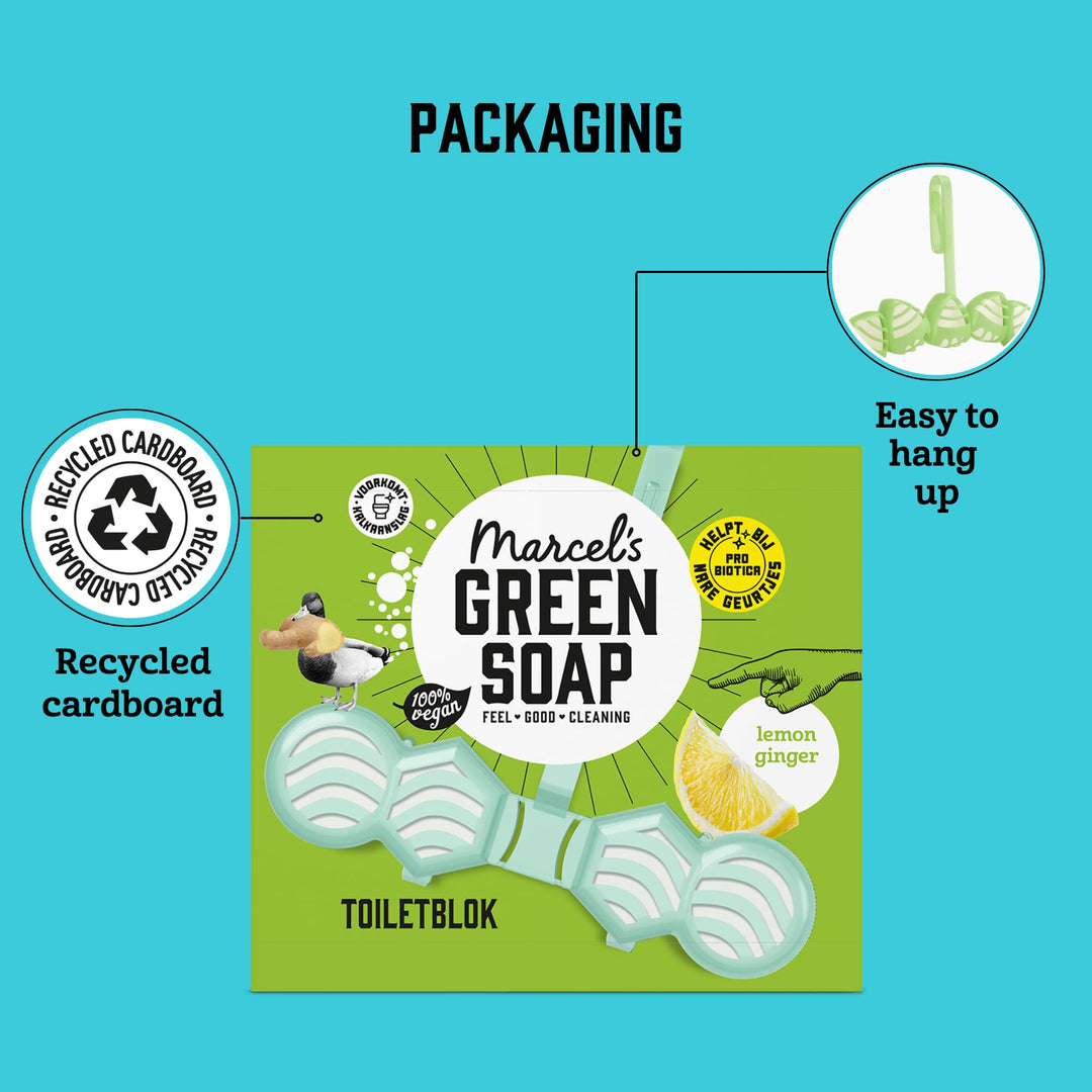 Marcel's Green Soap - Lemon & Ginger Toilet Block Fragrant Freshener