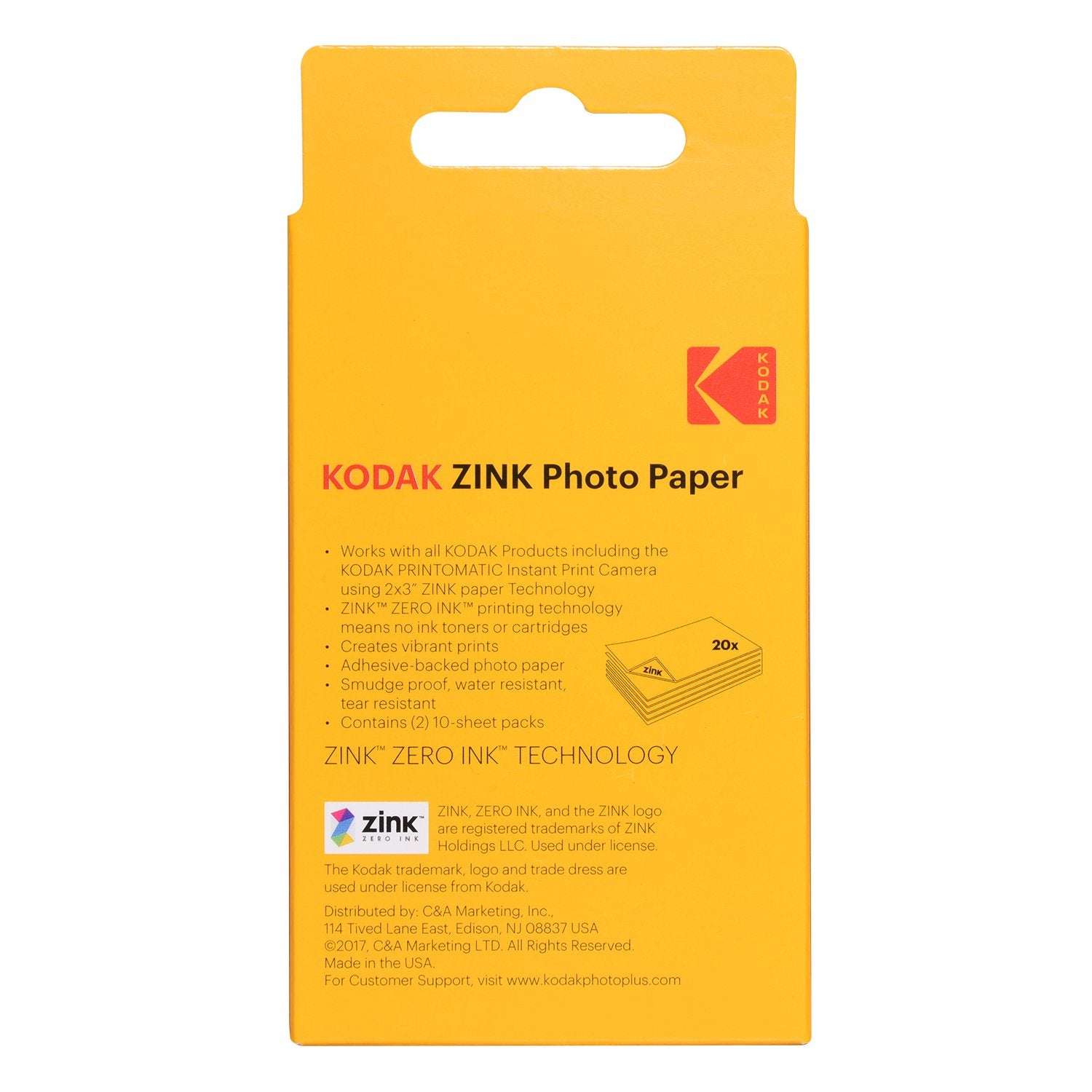 KODAK Premium Zink Photo Paper - 2"x3" Size | 20 Sheets | Water & Tear Resistant 2
