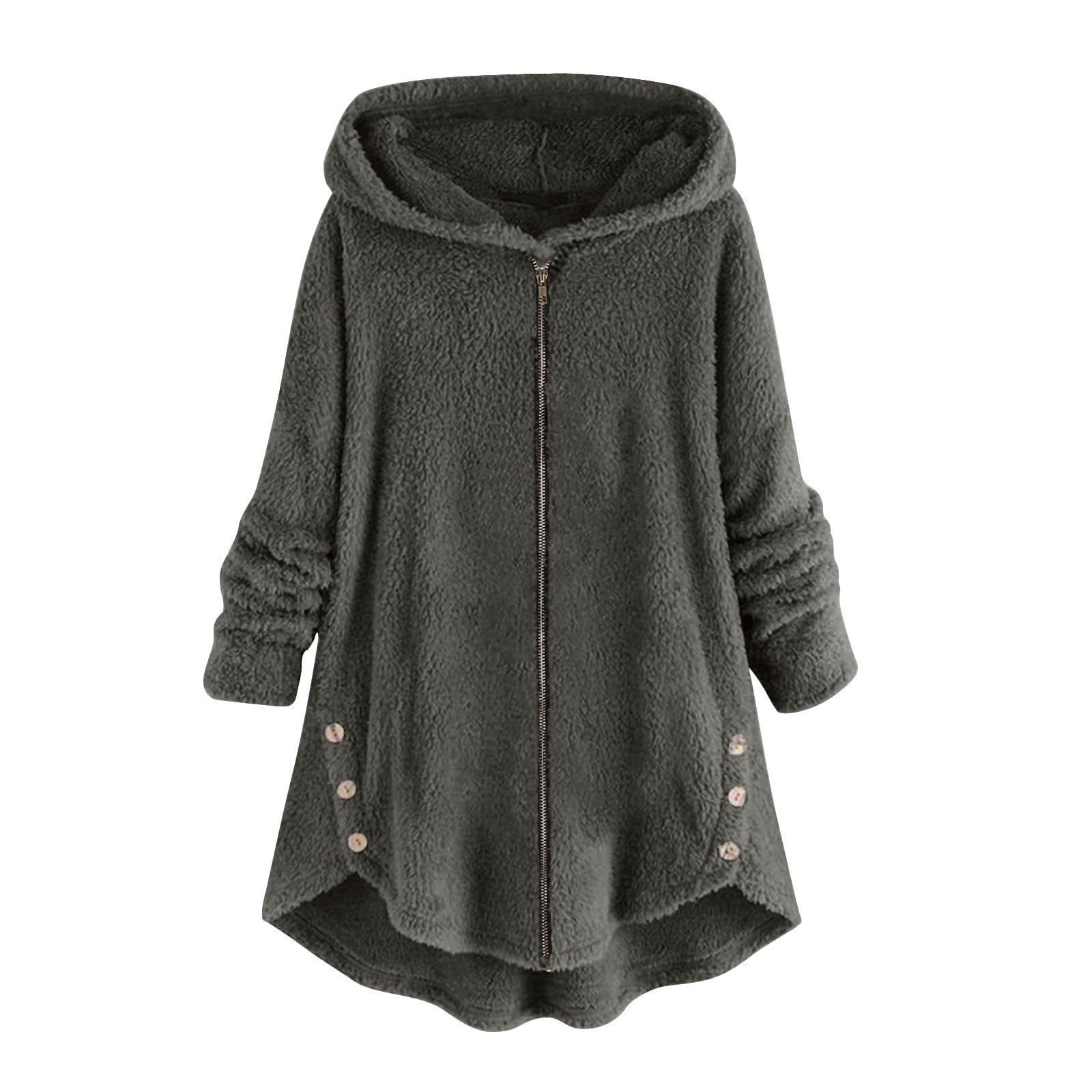 Cheyubny Plus Size Long Winter Coat - Gray | Size L | Model 4x