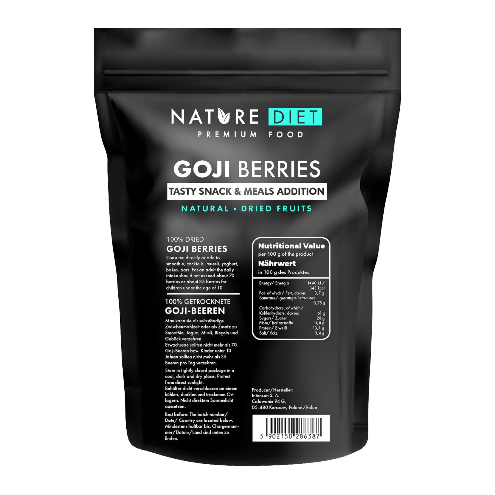 Nature Diet Goji Berries - Healthy Snack Rich in Protein & Vitamin C | 1000g Dried Fruit