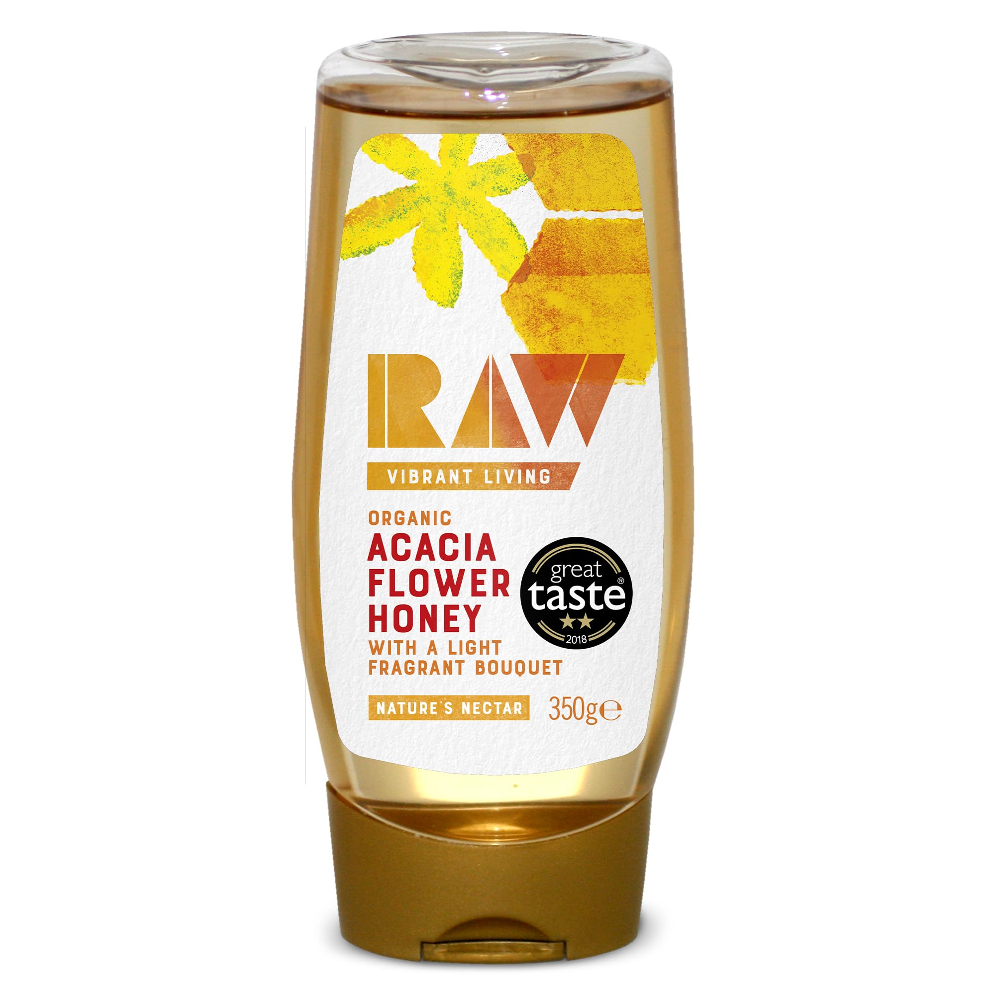 Raw Vibrant Living Organic Acacia Flower Honey - 350g | Cold Extracted | Wheat Free