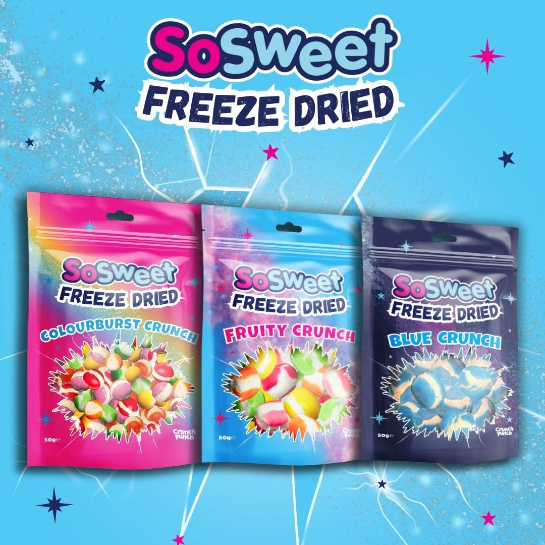 SoSweet Freeze Dried Sweets - Blue Crunch | Intense Fruity Flavour | Crispy Texture | 50g Bag 3