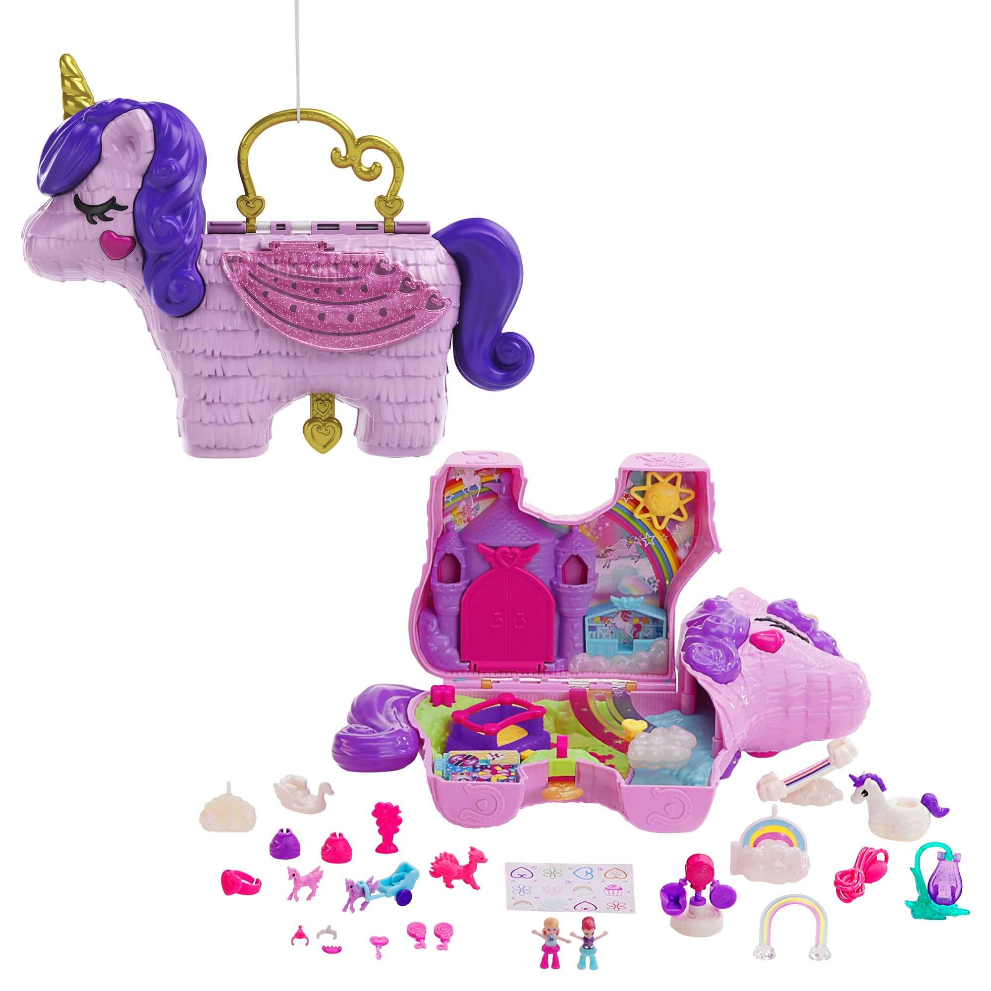 Polly Pocket Micro Unicorn Party Playset - 25 Surprises, Includes Polly & Lila Dolls | Ages 4+