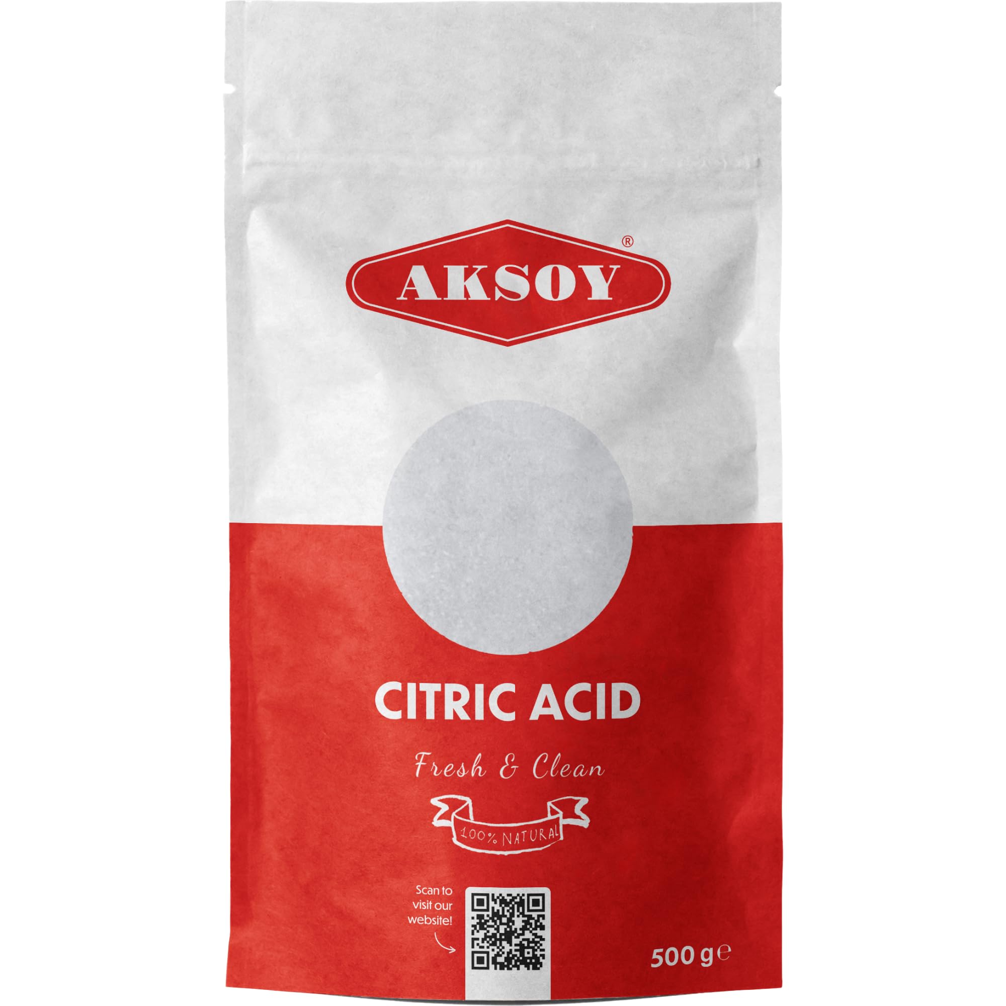 AKSOY Food Grade Citric Acid - 500g Anhydrous Granules | Non-GMO De-Scaler 4