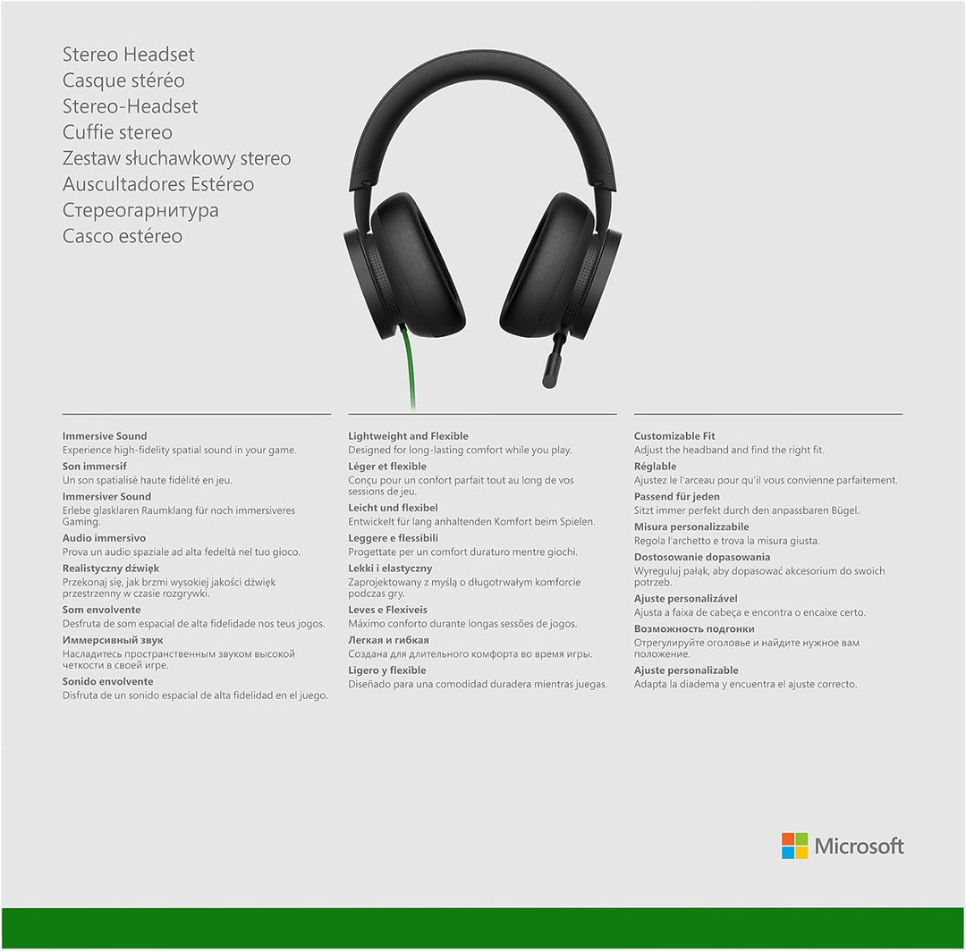 Xbox Stereo Headset for Xbox Series X|S, Xbox One, Windows PC – Wired Gaming Headset with 40mm Drivers, 3.5mm Jack, On-Ear Controls