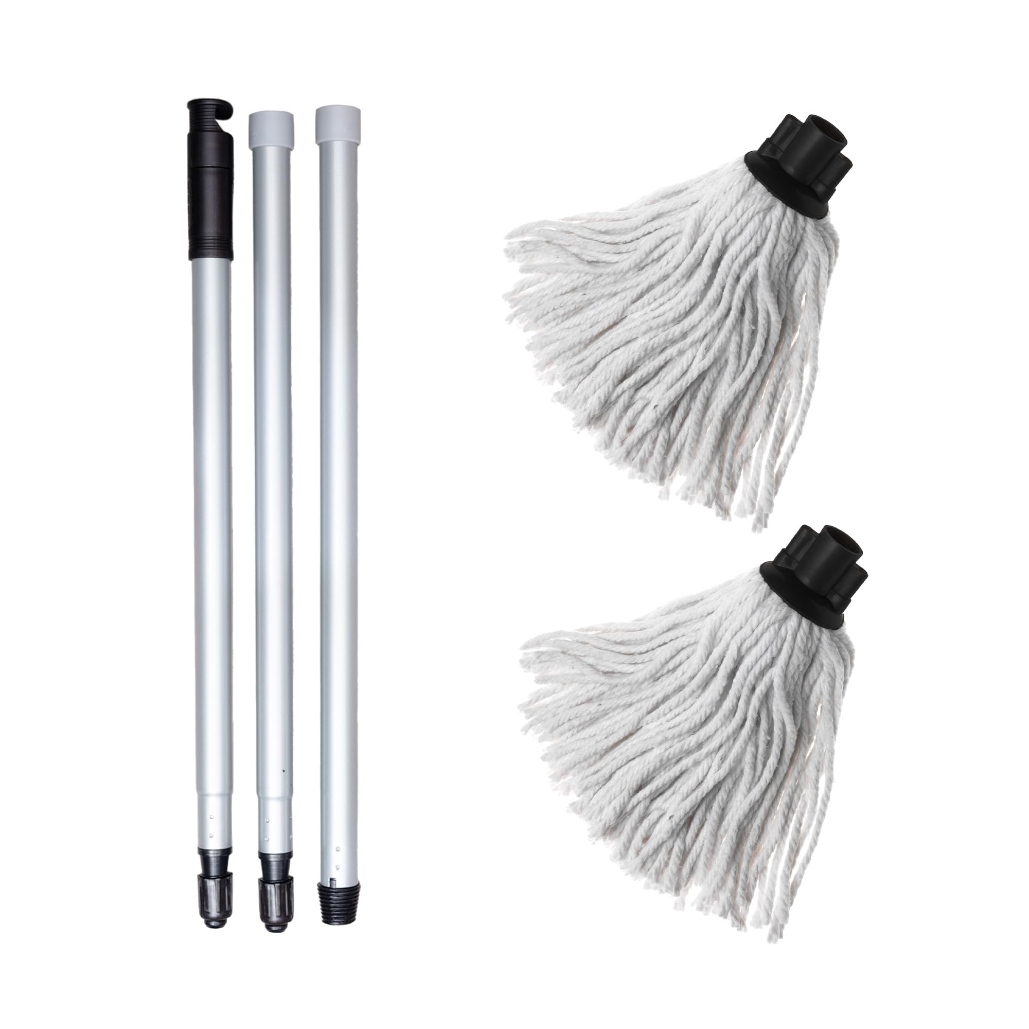 Addis Cotton Mop with 3 Piece Handle | Highly Absorbent | Includes 2 Mop Heads 3