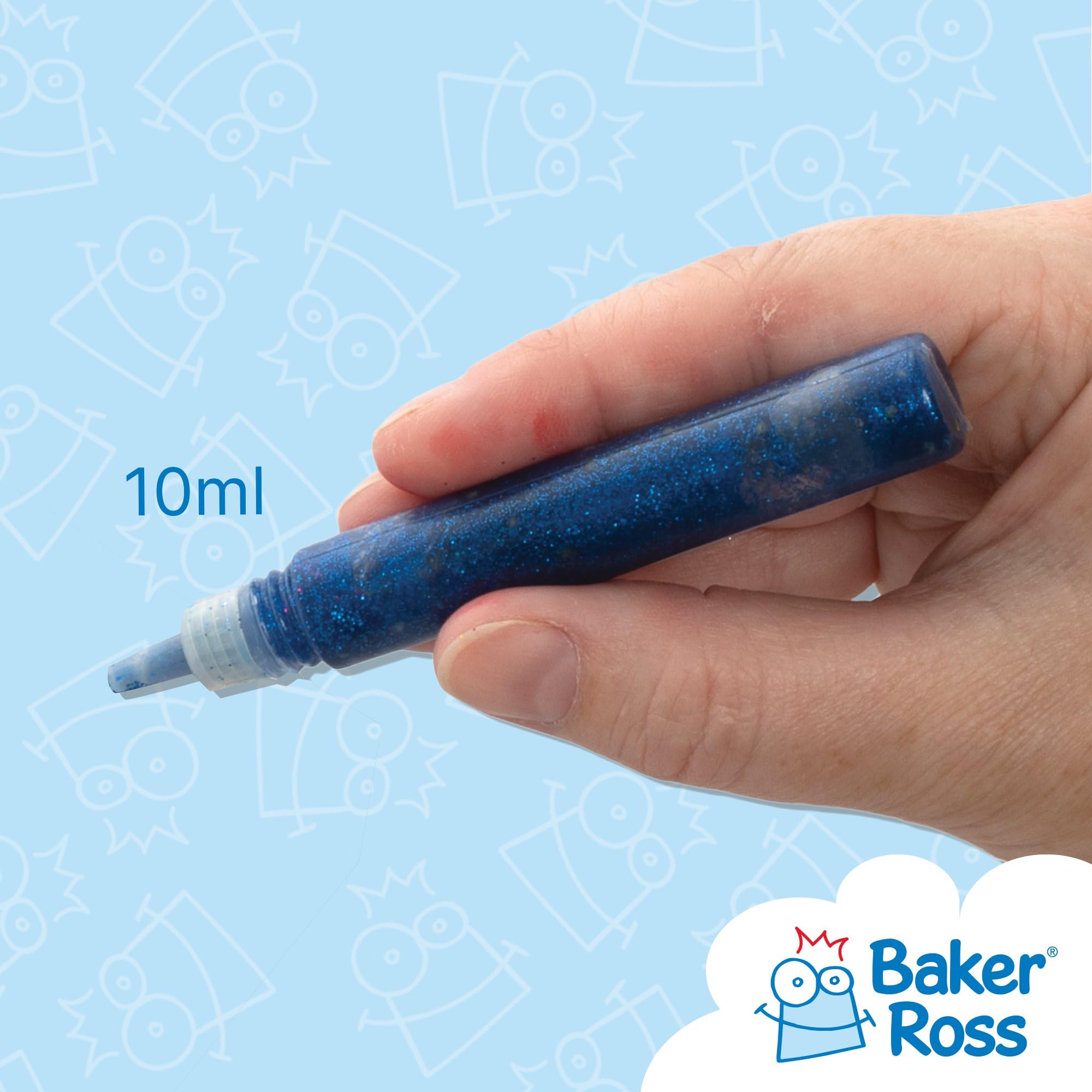 Baker Ross Glitter Glue Pens - 24 Pack Assorted Colours for Kids Arts & Crafts | 10ml Tubes 3