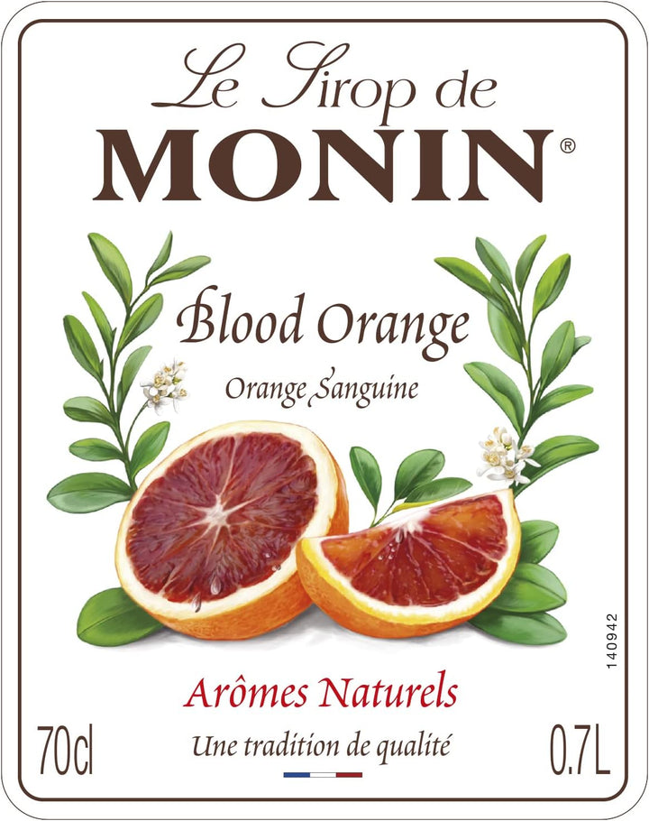 MONIN Blood Orange Syrup 700ml - Vegan, Natural Flavouring for Cocktails, Mocktails & Beverages