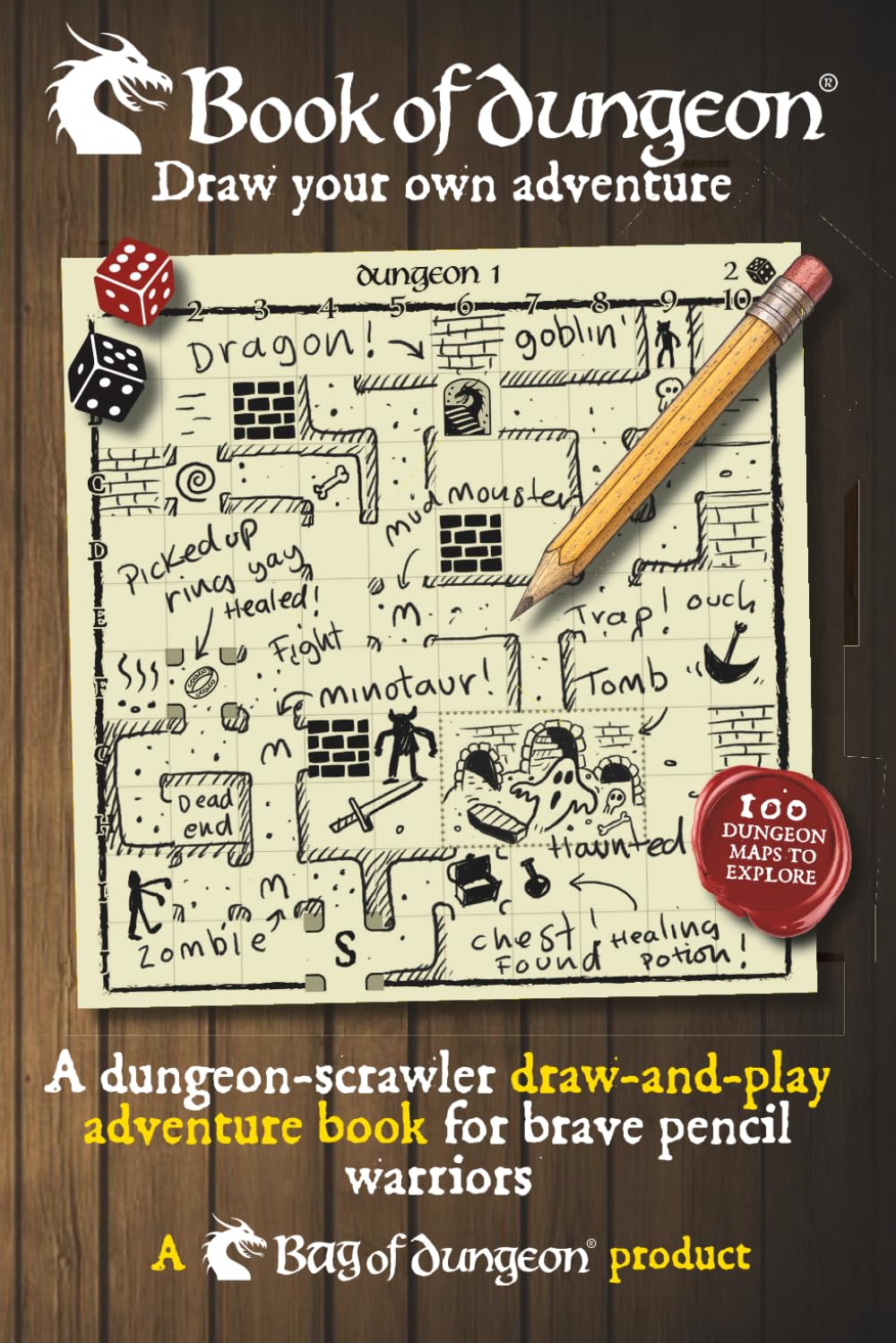 Gunpowder Studios - Book of Dungeon: A Draw-and-Play Adventure Book | Paperback | 100 Dungeons 1