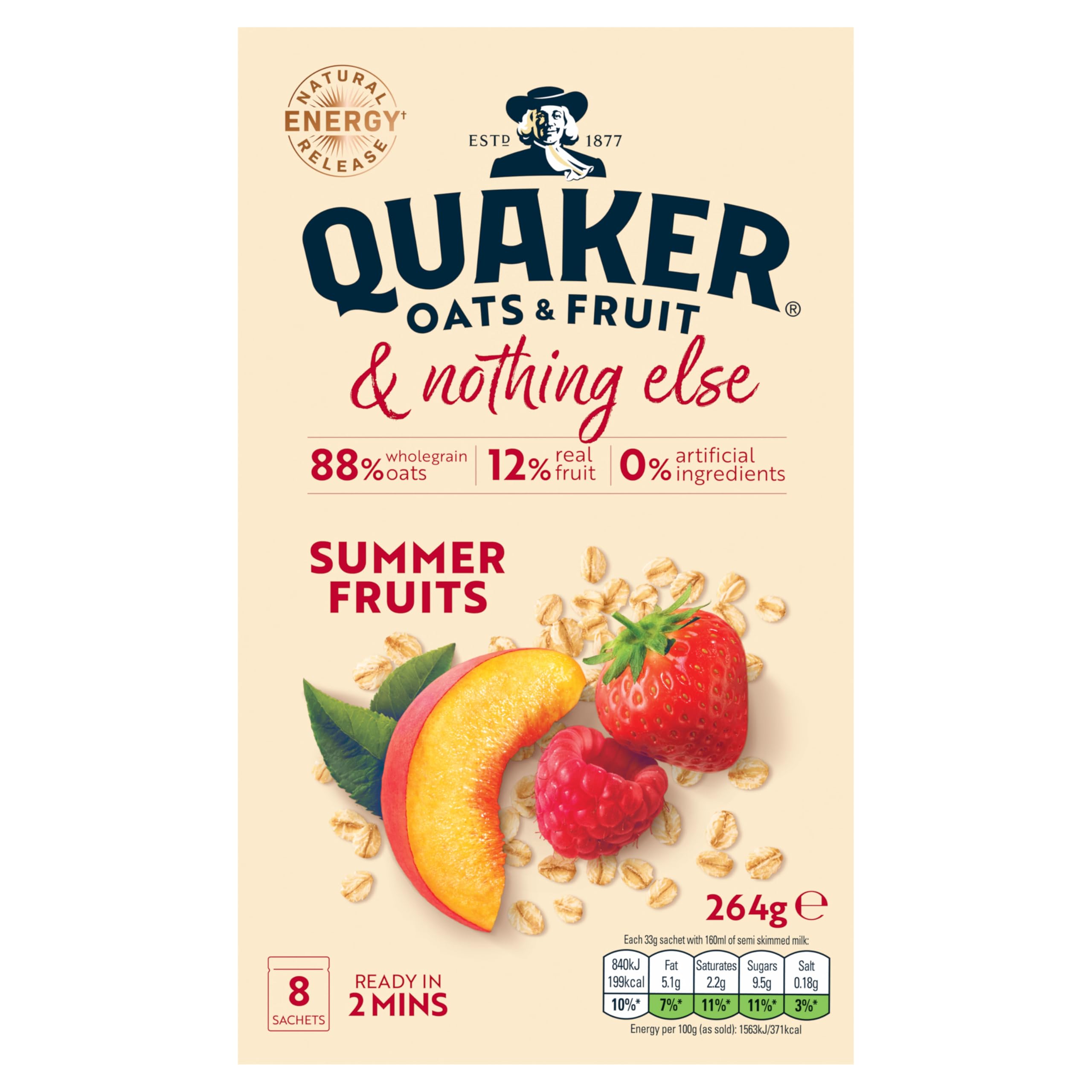 Quaker Oats & Fruit with Summer Fruits Porridge Sachets - 8 Sachets | 264g 1