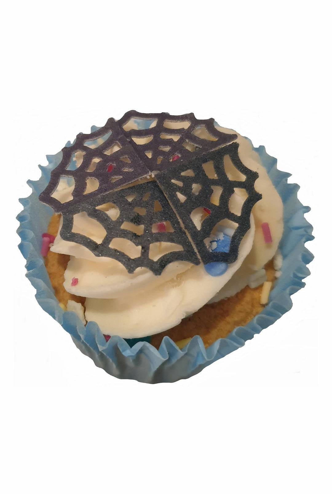 Toppercake Edible Spooky Spider Web Halloween Wafer Cupcake Topper Decor - 12 Pack