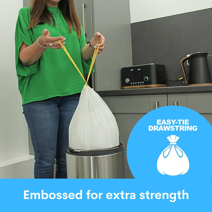 EcoBag Ultimate Embossed Vanilla Scented Drawstring Kitchen Bin Liners 50L - 15 Pack
