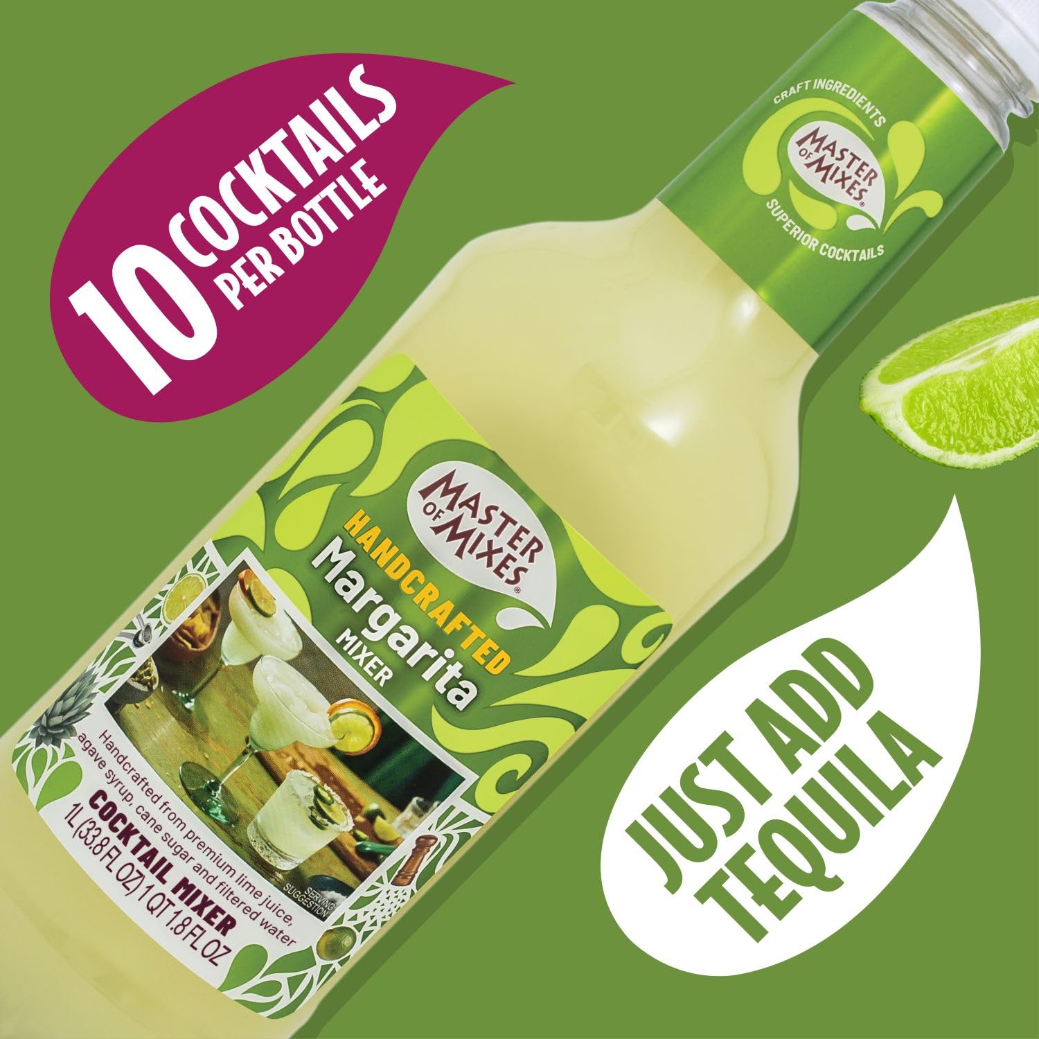 Master of Mixes Margarita Cocktail Mixer - 1 Litre | Made with Agave Syrup & Lime Juice 4