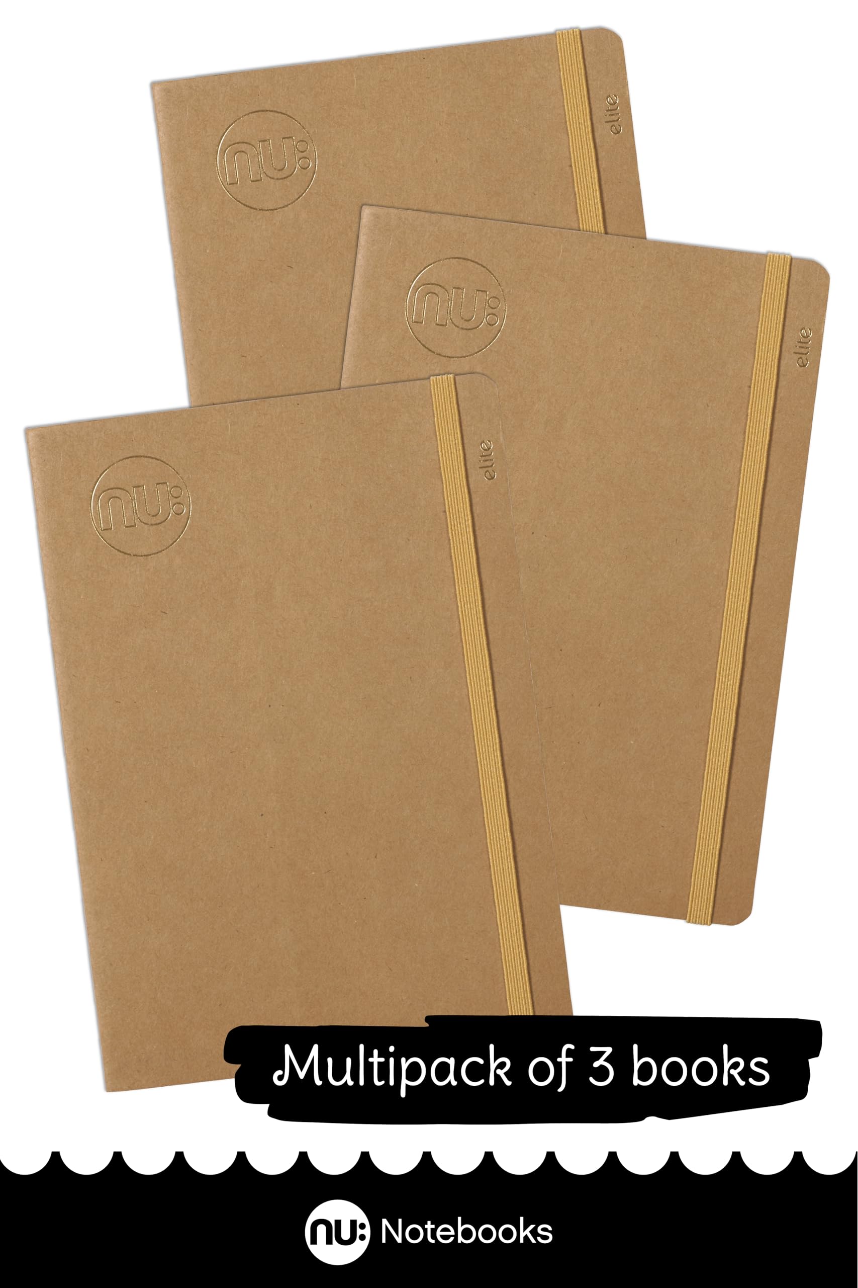 nu: Kraft Range A6 Stitched Spine Memo Book - Manilla Card Cover, 120 Pages, Pack of 3 4