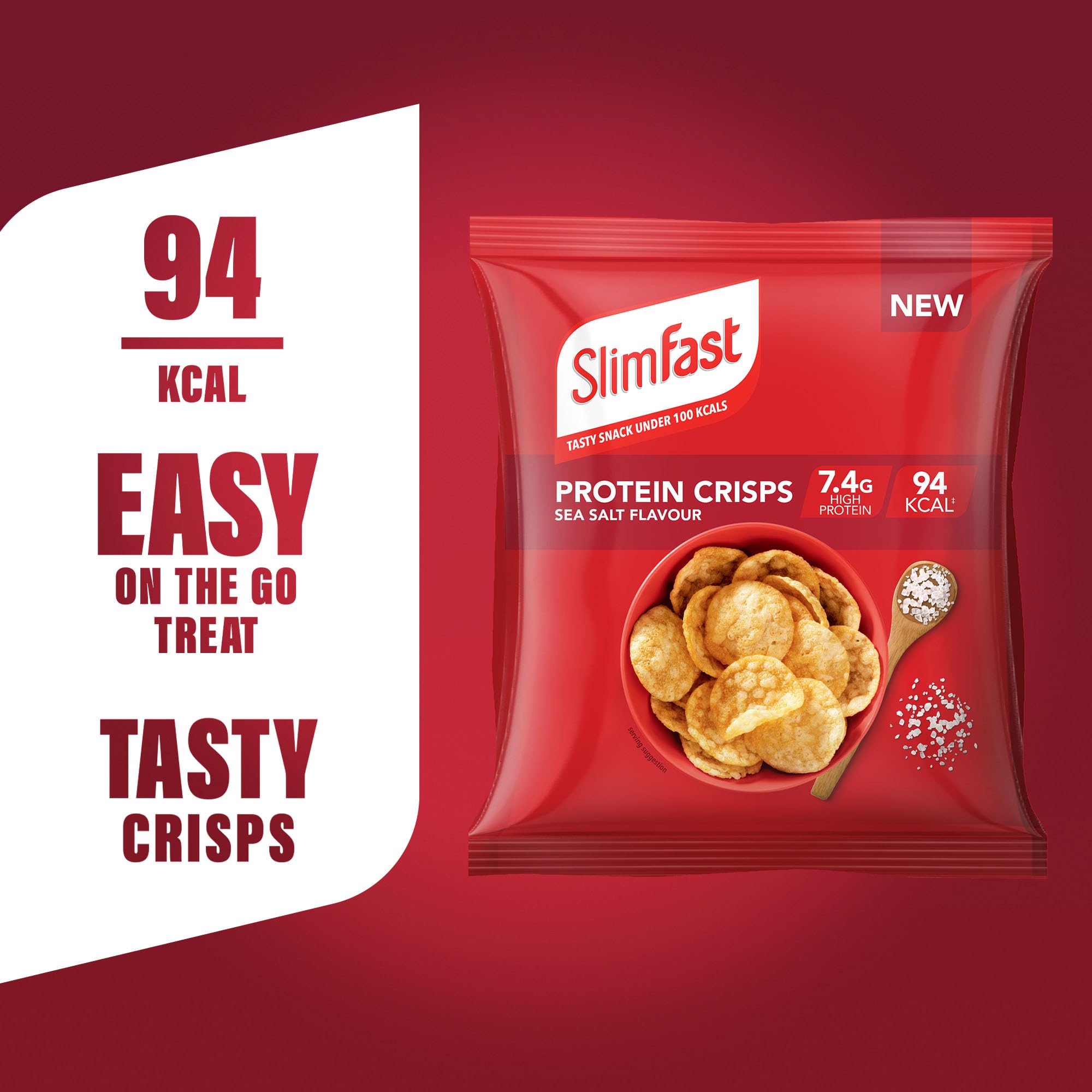 SlimFast Protein Crisps Sea Salt, 94 Calories & 7.4g Protein, Low-Calorie Snack, 12 x 23g Multipack 3