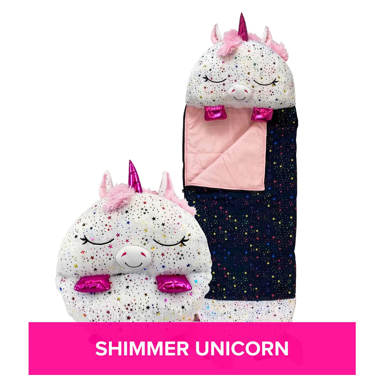 happy nappers schlafsack Happy Nappers Kinderschlafsack – Schimmerndes Einhorn – Plüschtier &am