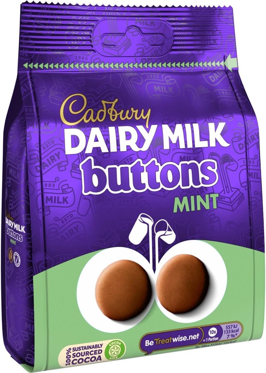 Cadbury Dairy Milk Giant Mint Chocolate Buttons, 110g Bag 5