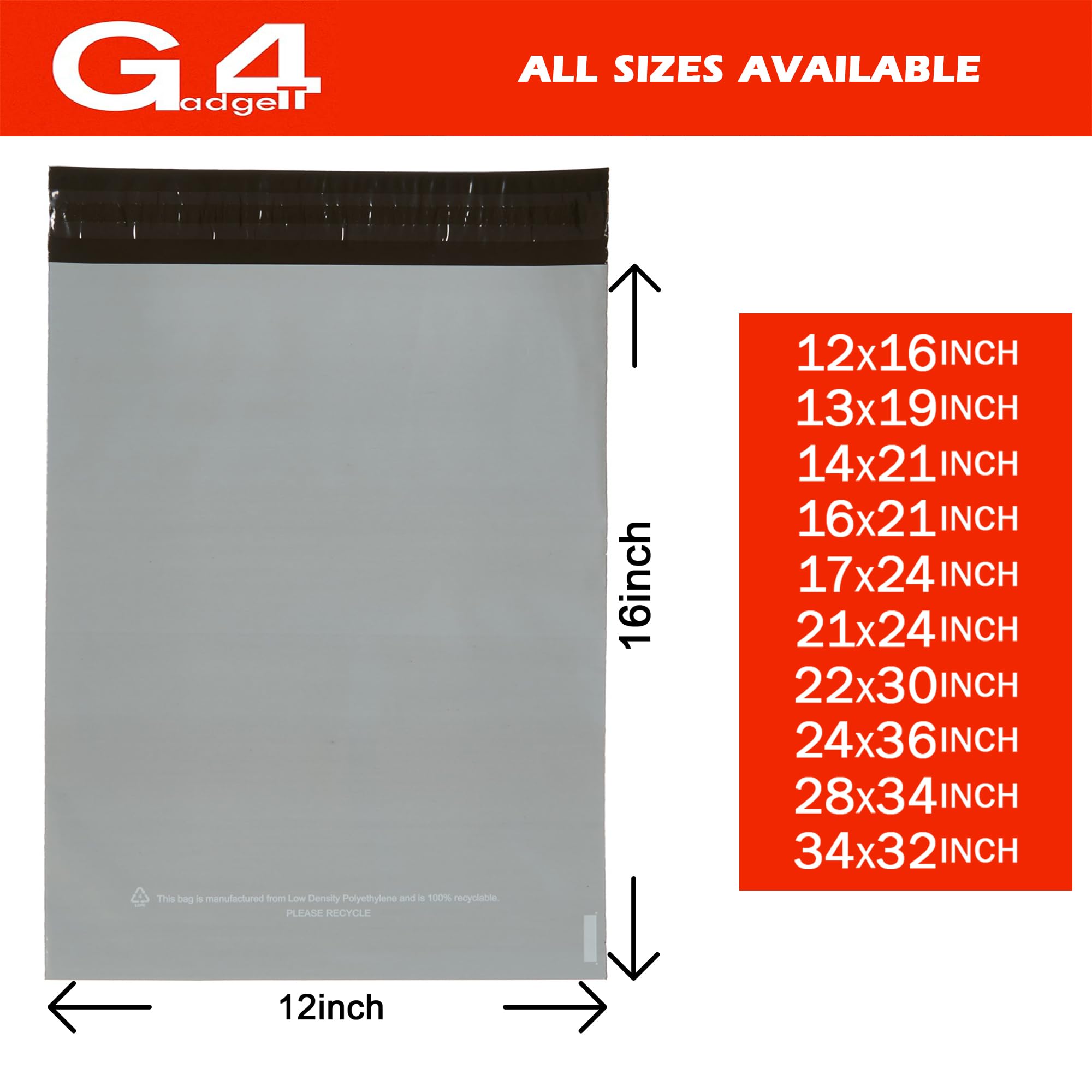 50 Strong 12 x 16 inch Polythene Mailing Postal Bags Plastic Material Maili 4