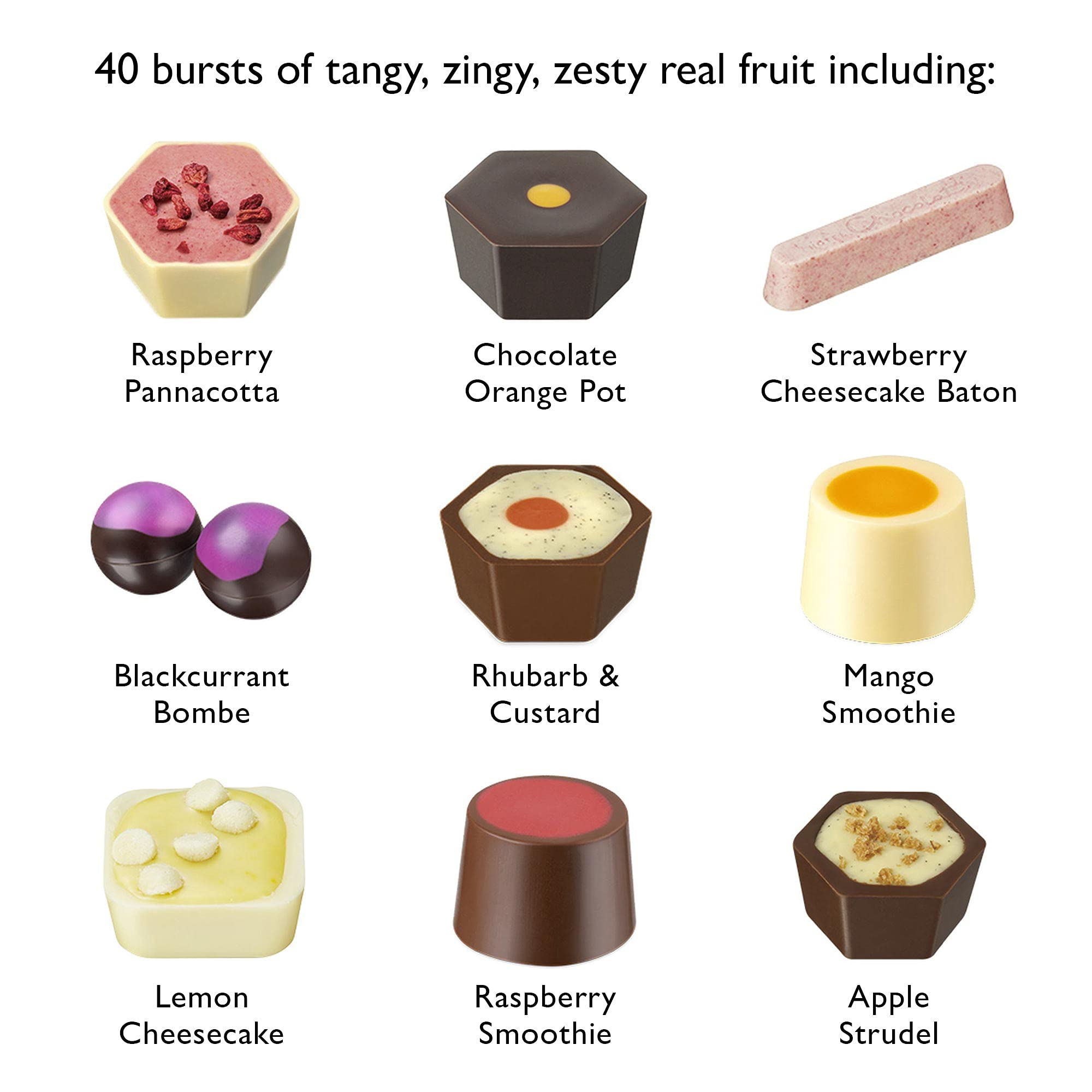 Hotel Chocolat Üppig Fruchtig Sleekster - 38 Fruchtige Pralinen, 345g