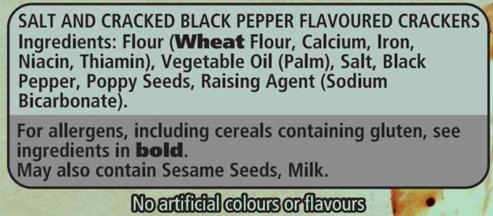 Jacob's Savours Bakes Salt and Cracked Black Pepper Crackers, 200g