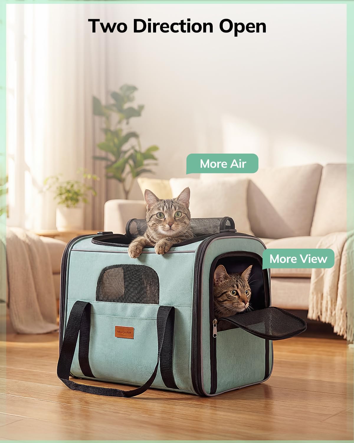 Morpilot Soft-Sided Pet Carrier - Airline Approved, Breathable, Turquoise | 47x32x36cm 5
