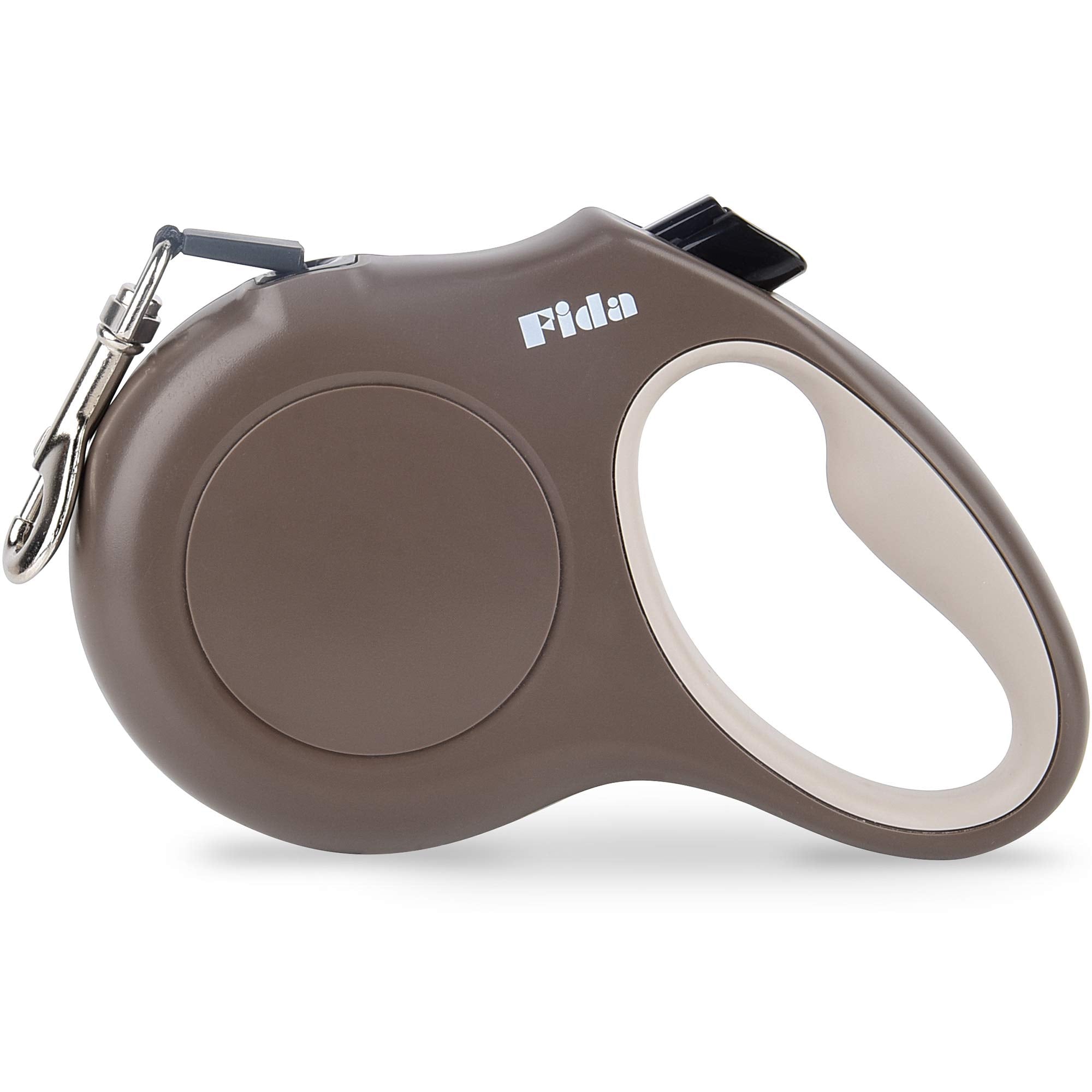 Fida Retractable Dog Lead - 5m Heavy Duty Nylon Tape | Reflective Safety | Coffee Color | Size S