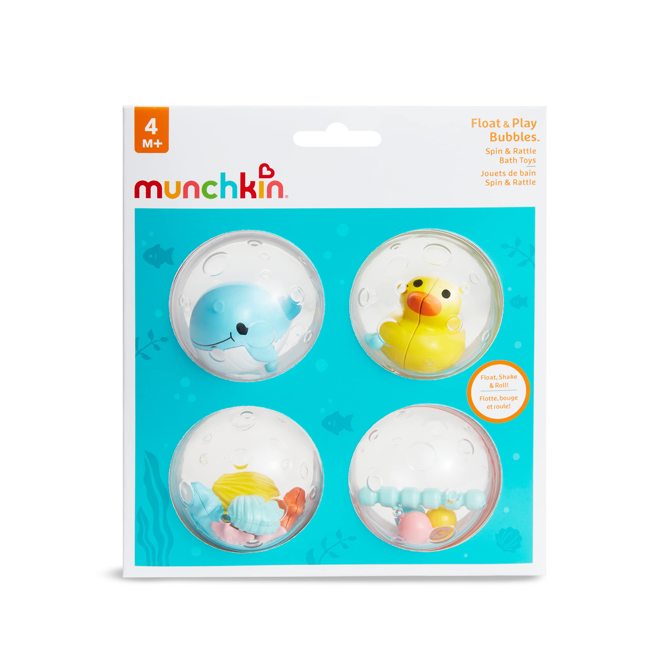 Munchkin Float and Play Bubbles Badespielzeug – Drehendes, rasselndes und schwimmendes Wasserspiel für Babys ab 4 Monaten 4