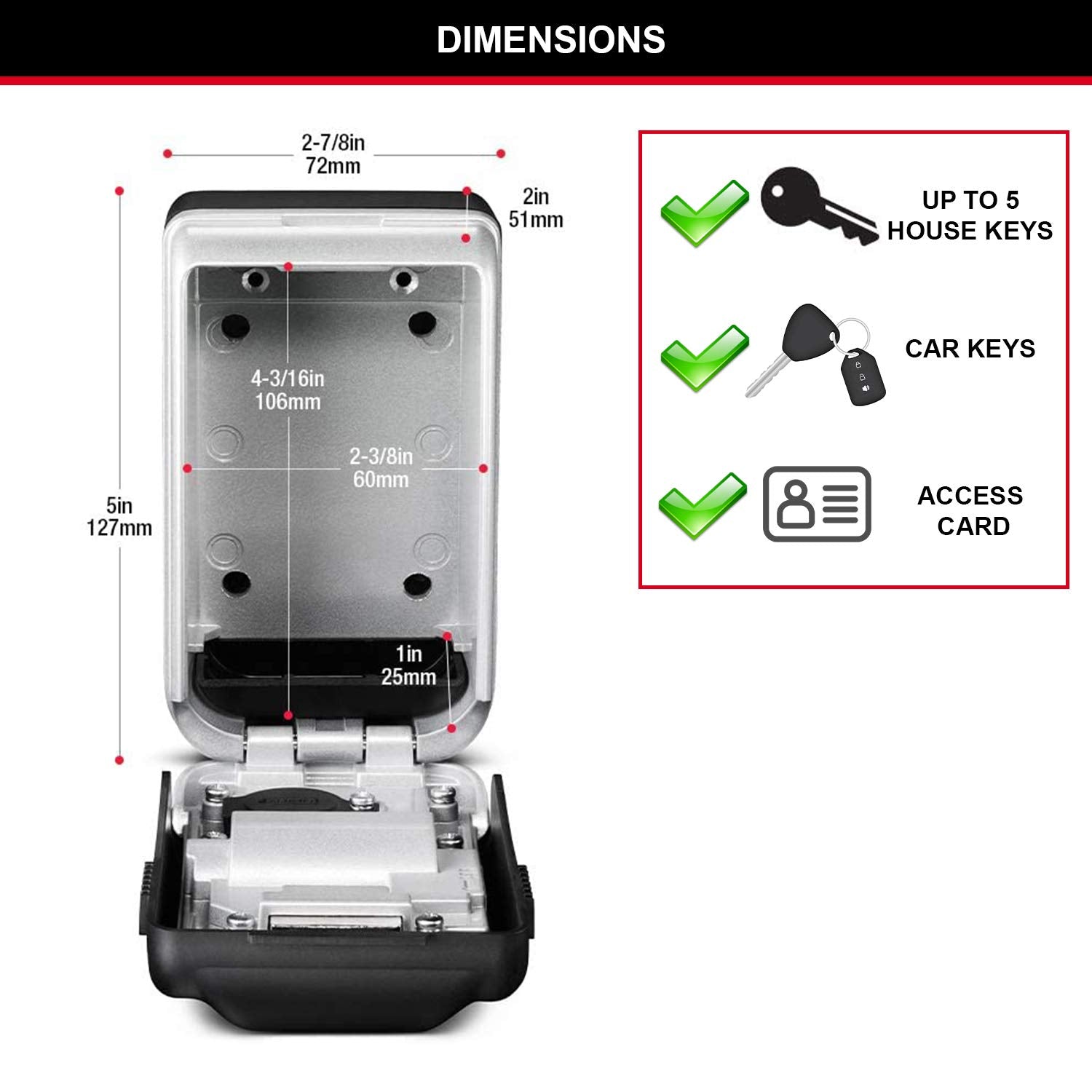 Master Lock Light Up Dial Key Safe - Resettable 4-Digit Combination | Wall Mount | Outdoor Use 6