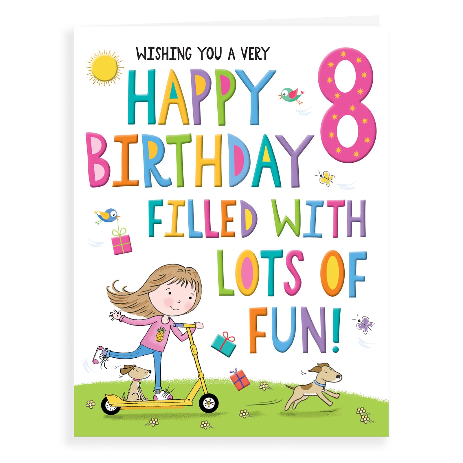 Regal Publishing Birthday Card for Age 8 Girl - 8 x 6 Inches | Foiled & Glitter Finish