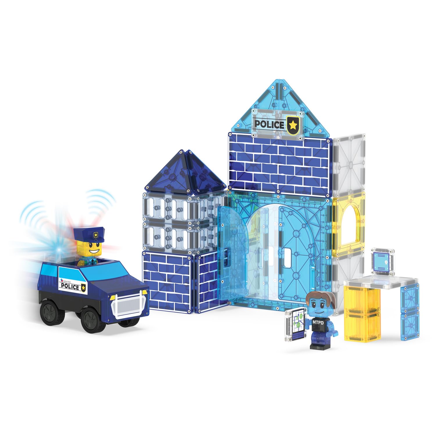 MAGNA-TILES Police Station 35-Piece Magnetic Construction Set 6