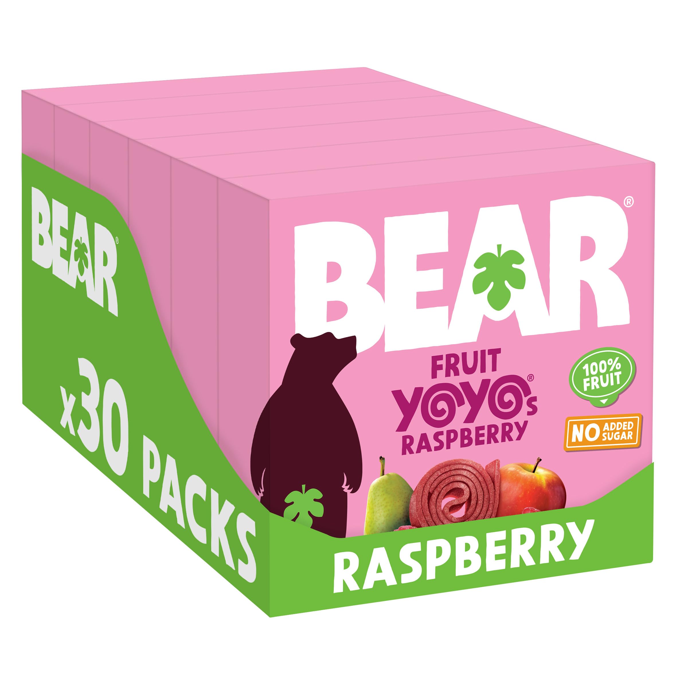 BEAR Raspberry Yoyos Dried Fruit Rolls - Vegan, High Fibre | 30 x 20g Packs 1