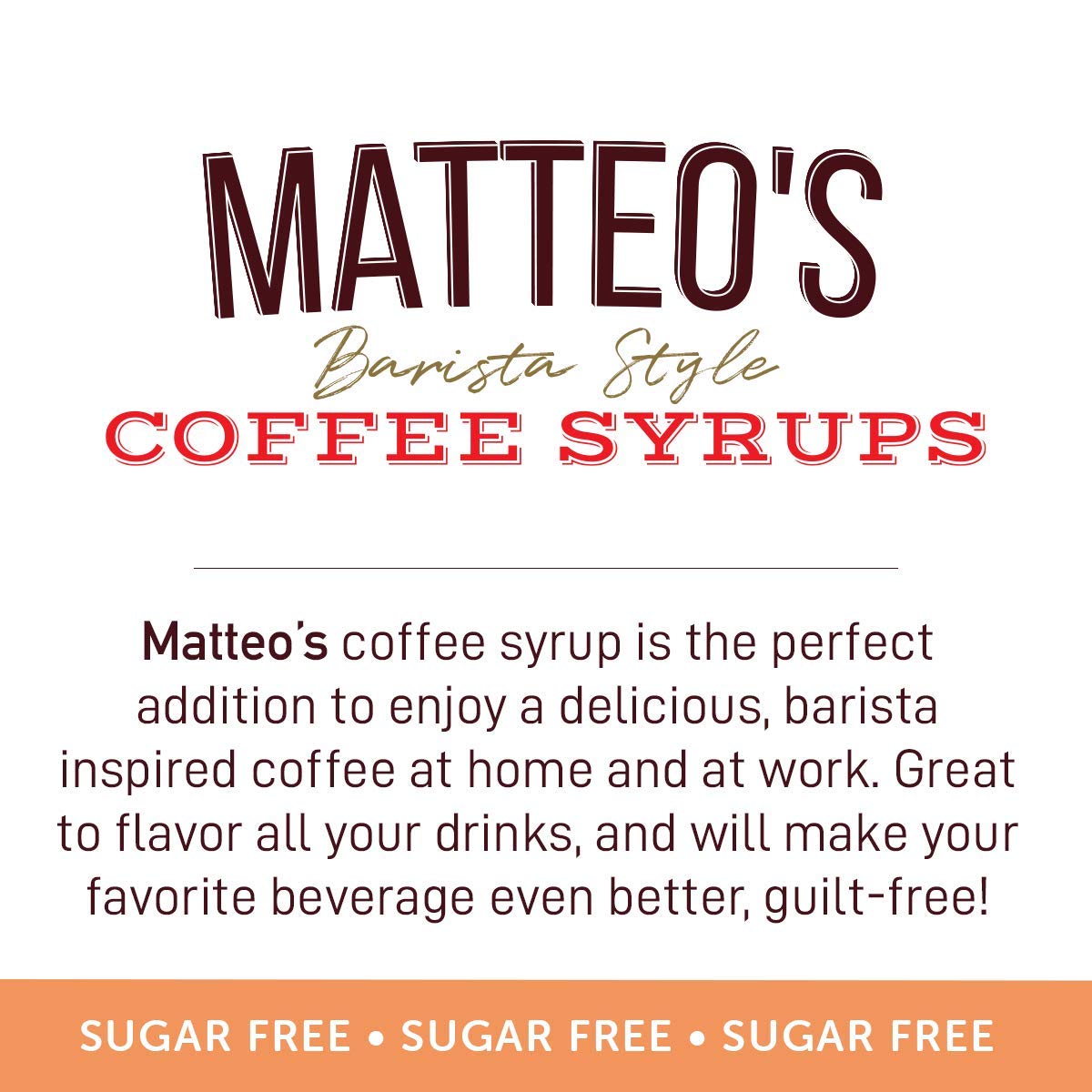 Matteo's Sugar Free Coffee Flavoring Syrup - Salted Caramel | 0 Calorie, Keto Friendly | 750 ml 8